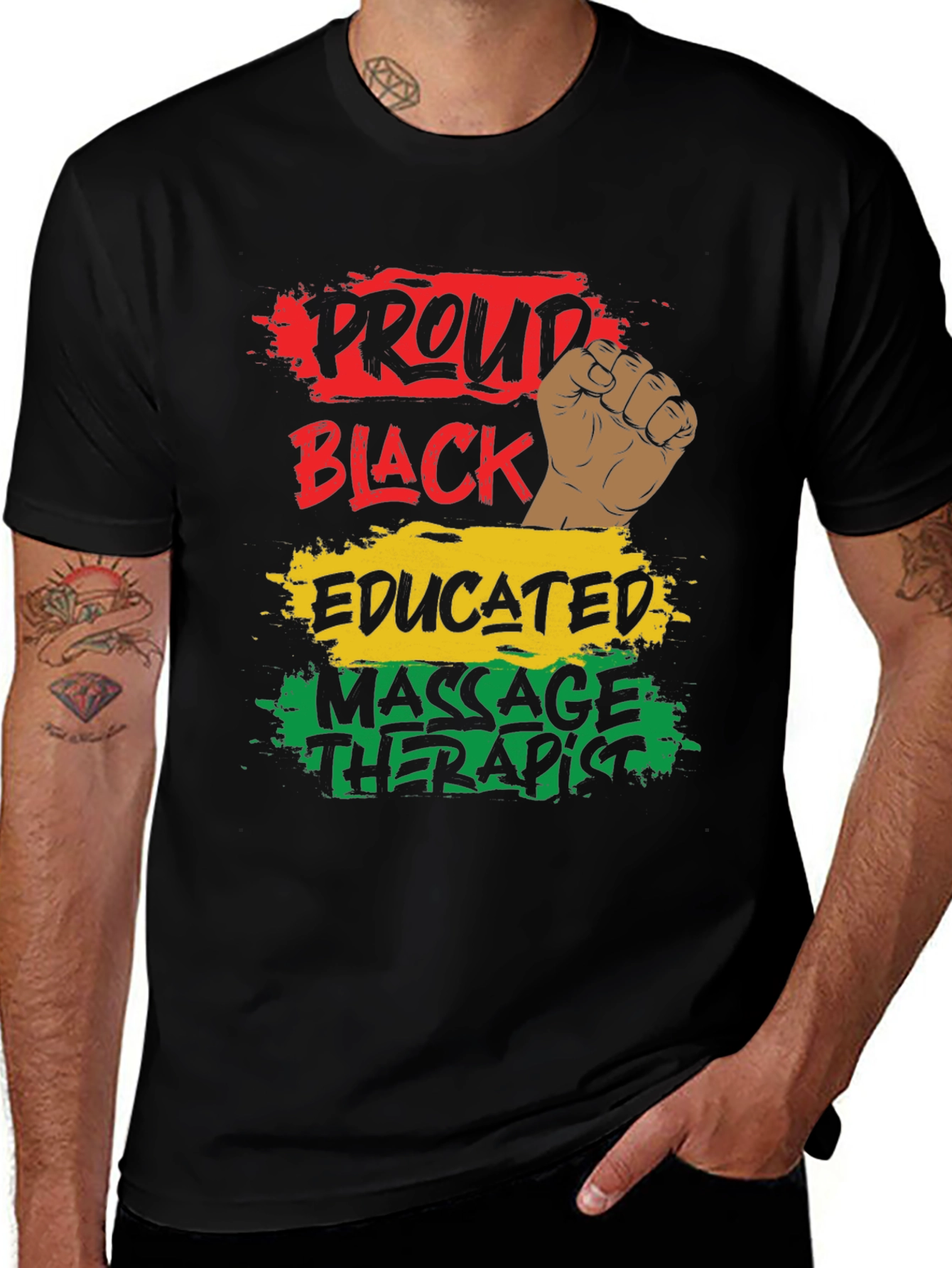 Variant 19 of Proud Black Educated Massage Therapist T-Shirt