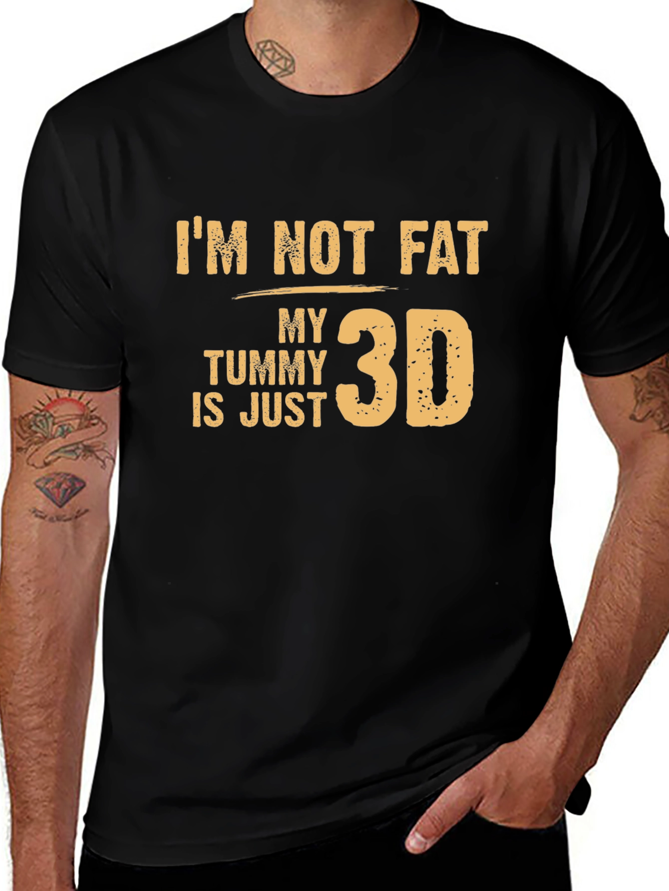 Variant 2 of 3D Tummy Funny Graphic T-Shirt