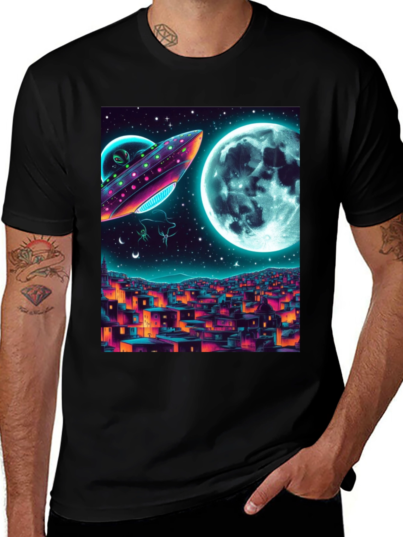 Alien UFO Moon T-Shirt
