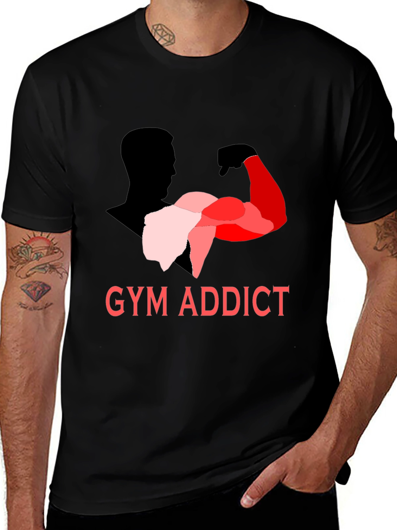 Variant 19 of Gym Addict Graphic Tee - Black Cotton T-Shirt