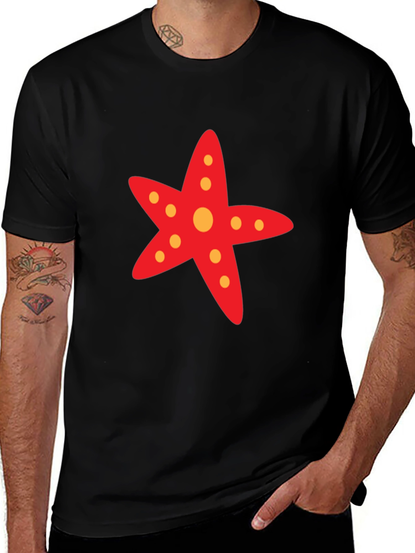 Variant 22 of Starfish Graphic Tee - Black Cotton Casual T-Shirt