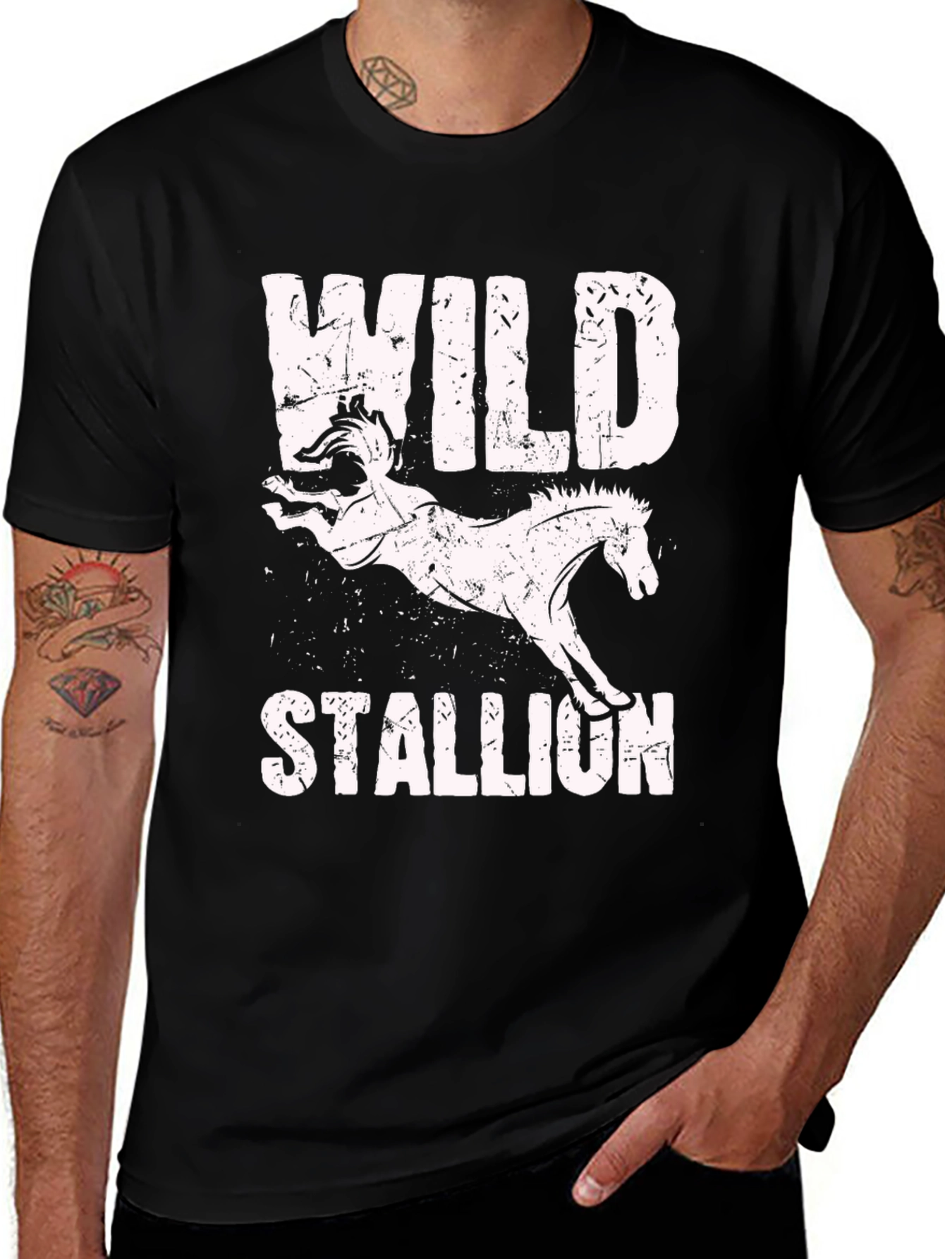 Variant 30 of Wild Stallion Graphic Tee - Distressed Print