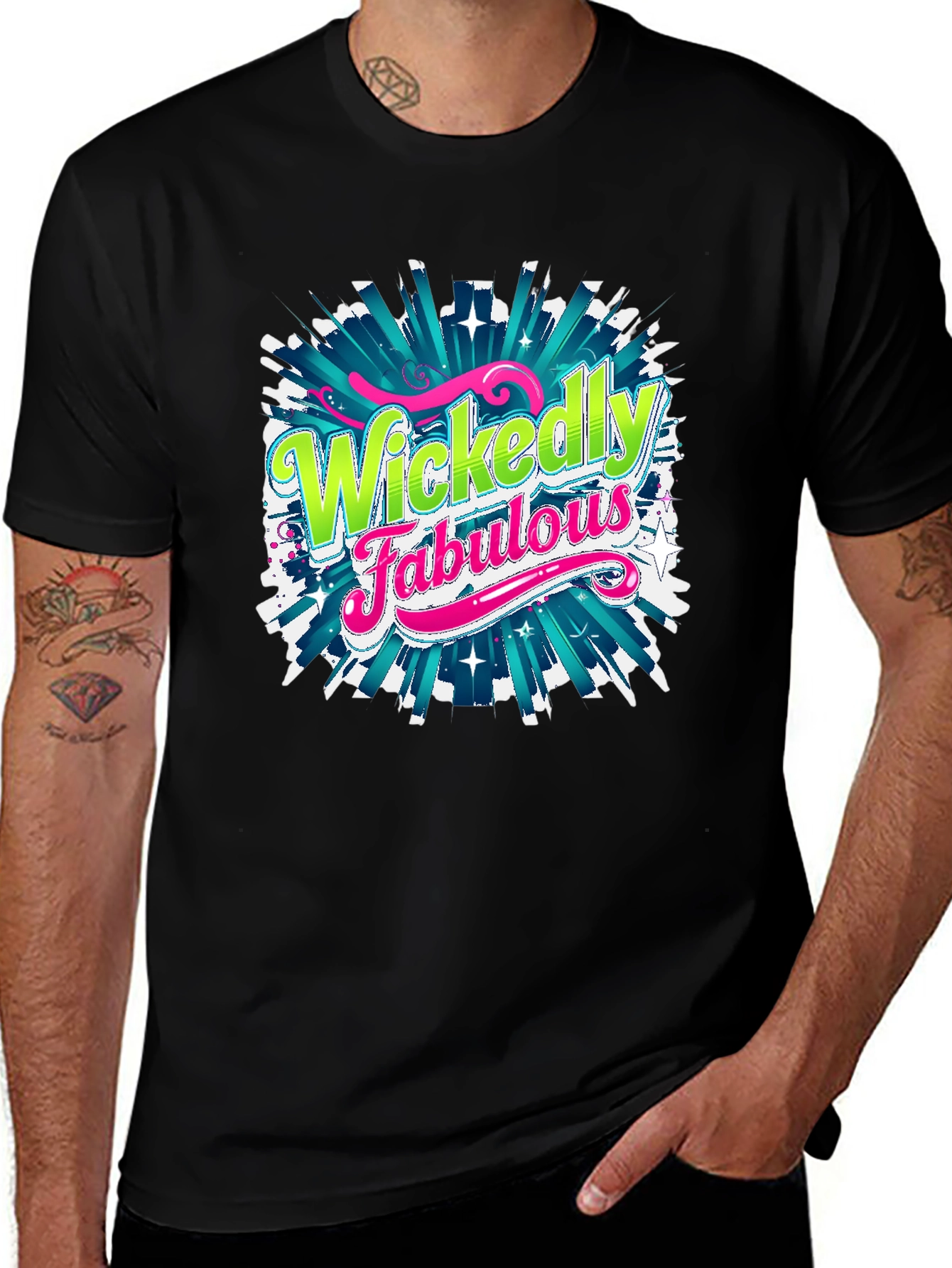 Variant 8 of Wickedly Fabulous Graphic Tee - Black Cotton T-Shirt