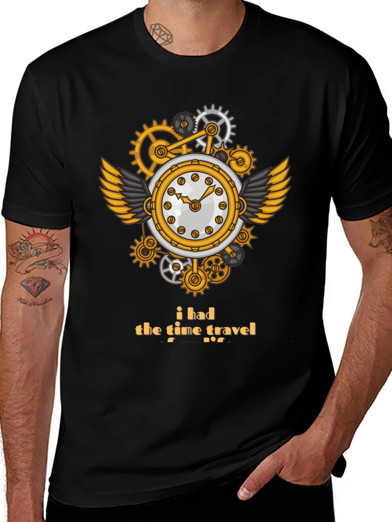 Variant 9 of Steampunk Time Travel T-Shirt - Unique Clockwork Design