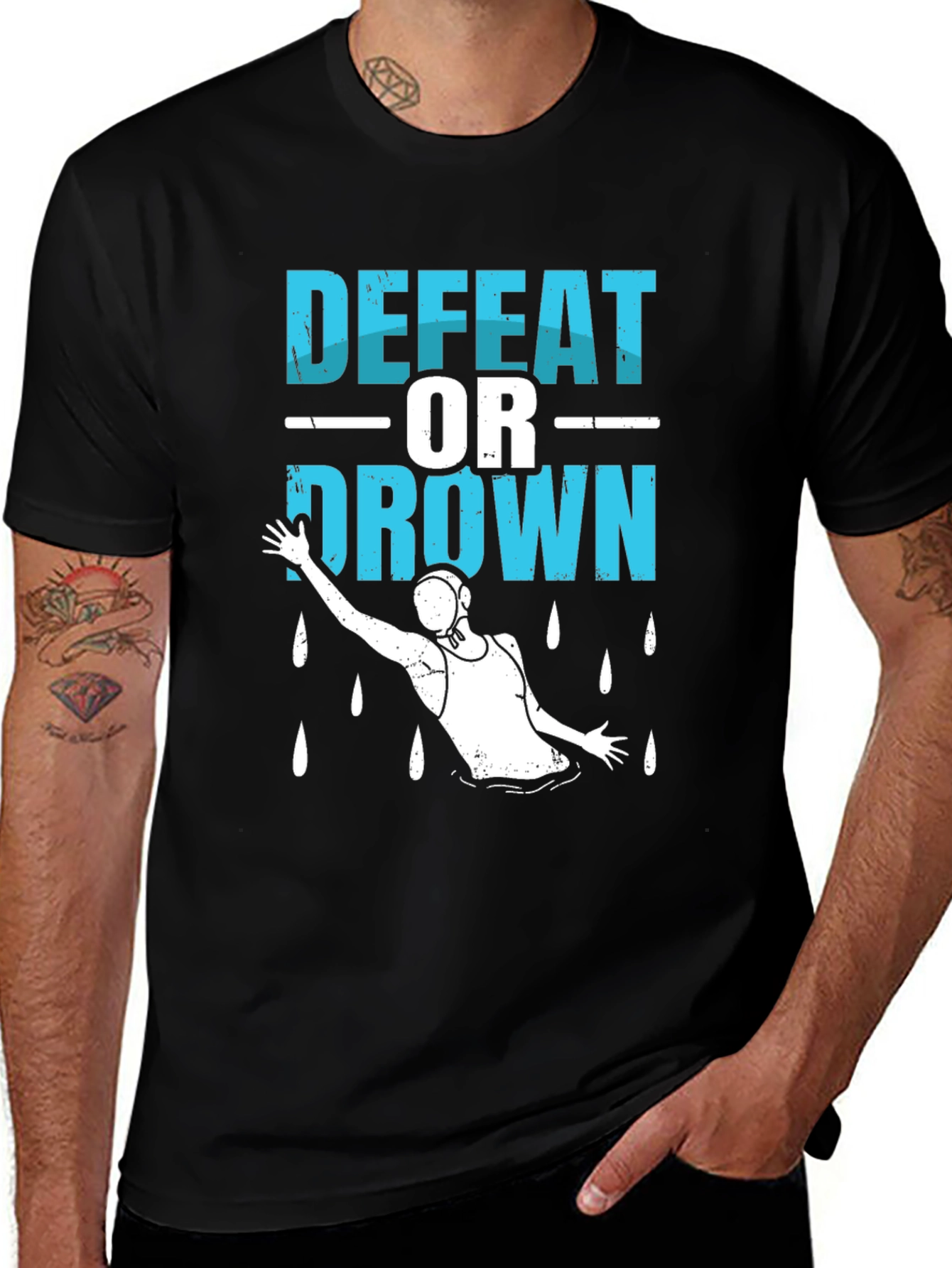 Defeat or Drown T-Shirt - Swimmer Graphic Tee