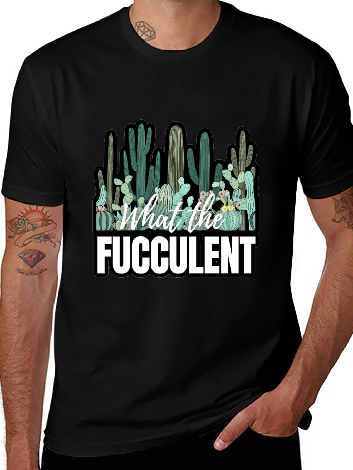 Variant 22 of Funny Cactus T-Shirt - What the Fucculent Graphic Tee