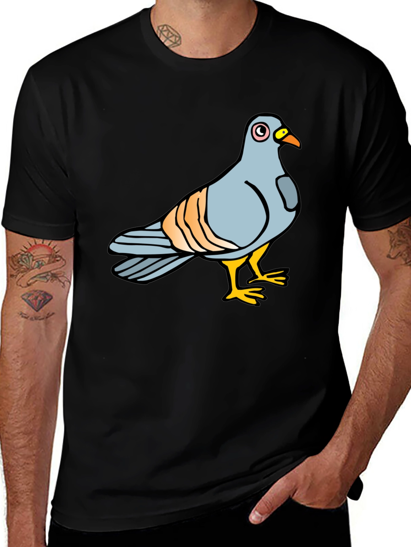 Variant 15 of Pigeon Graphic Tee - Soft Cotton Black T-Shirt