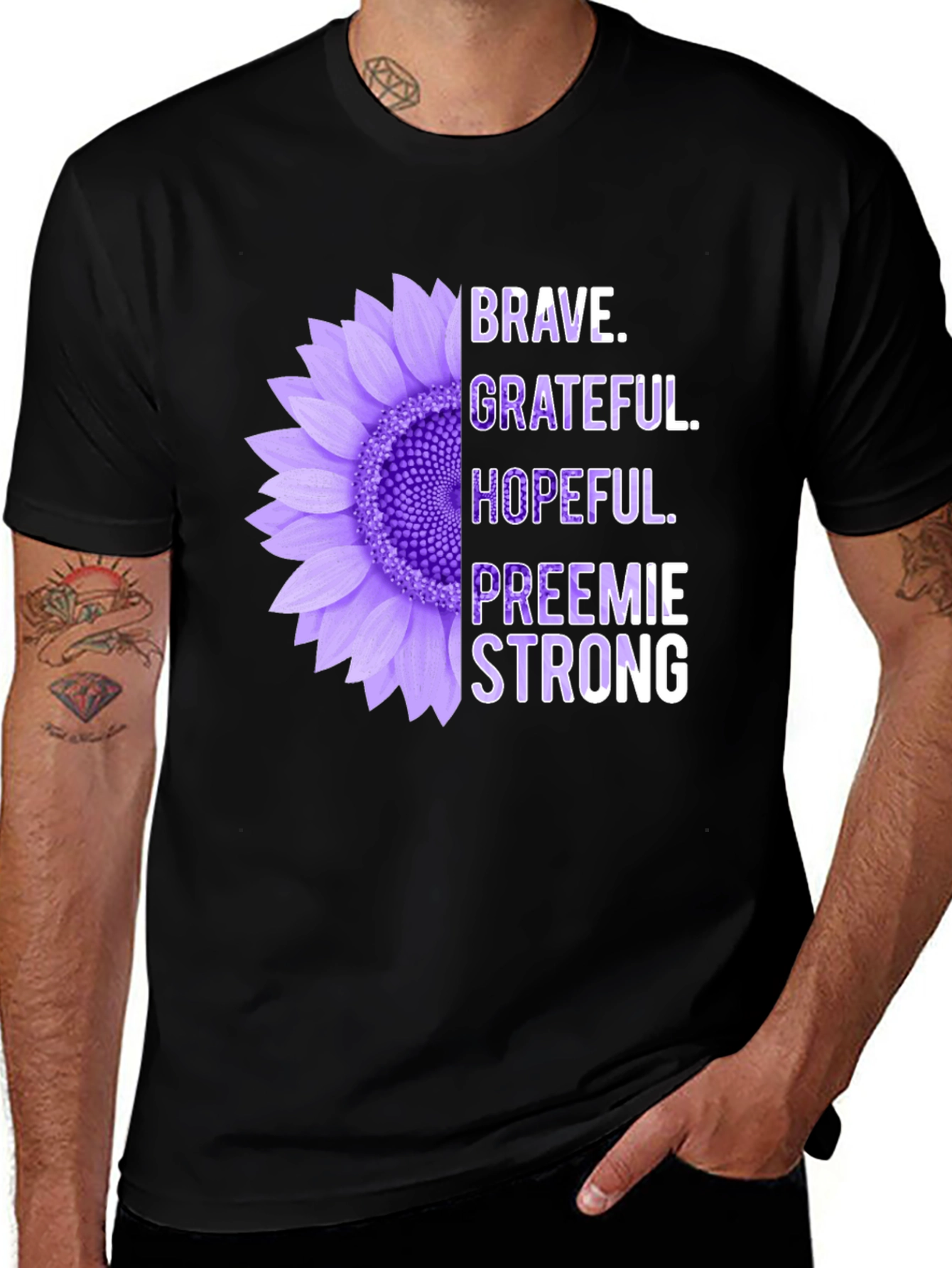 Variant 6 of Brave Preemie Strong Purple Sunflower T-Shirt