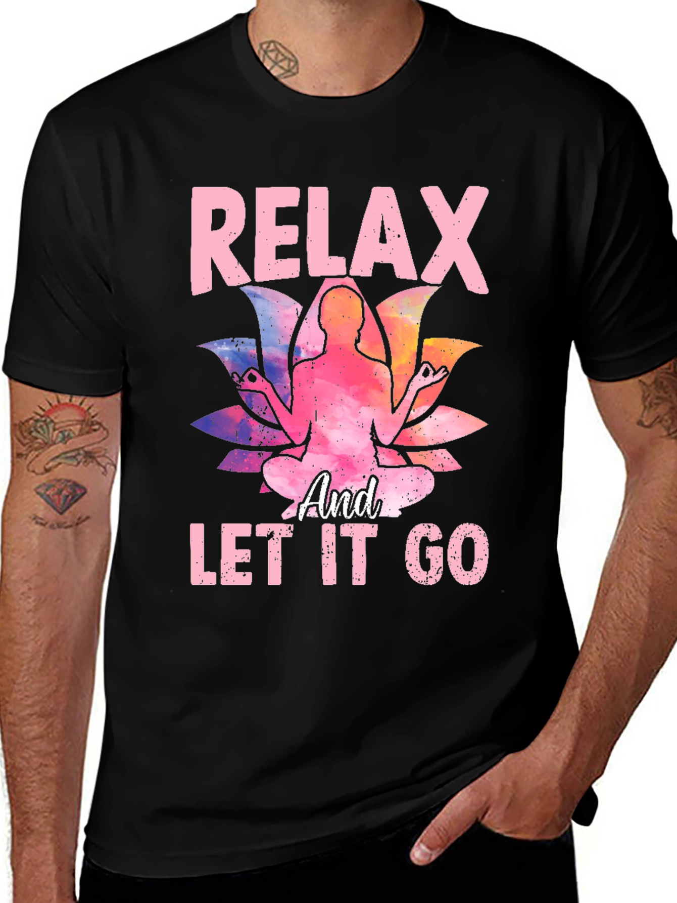 Variant 8 of Relax and Let Go Graphic Tee Yoga Meditation Lotus