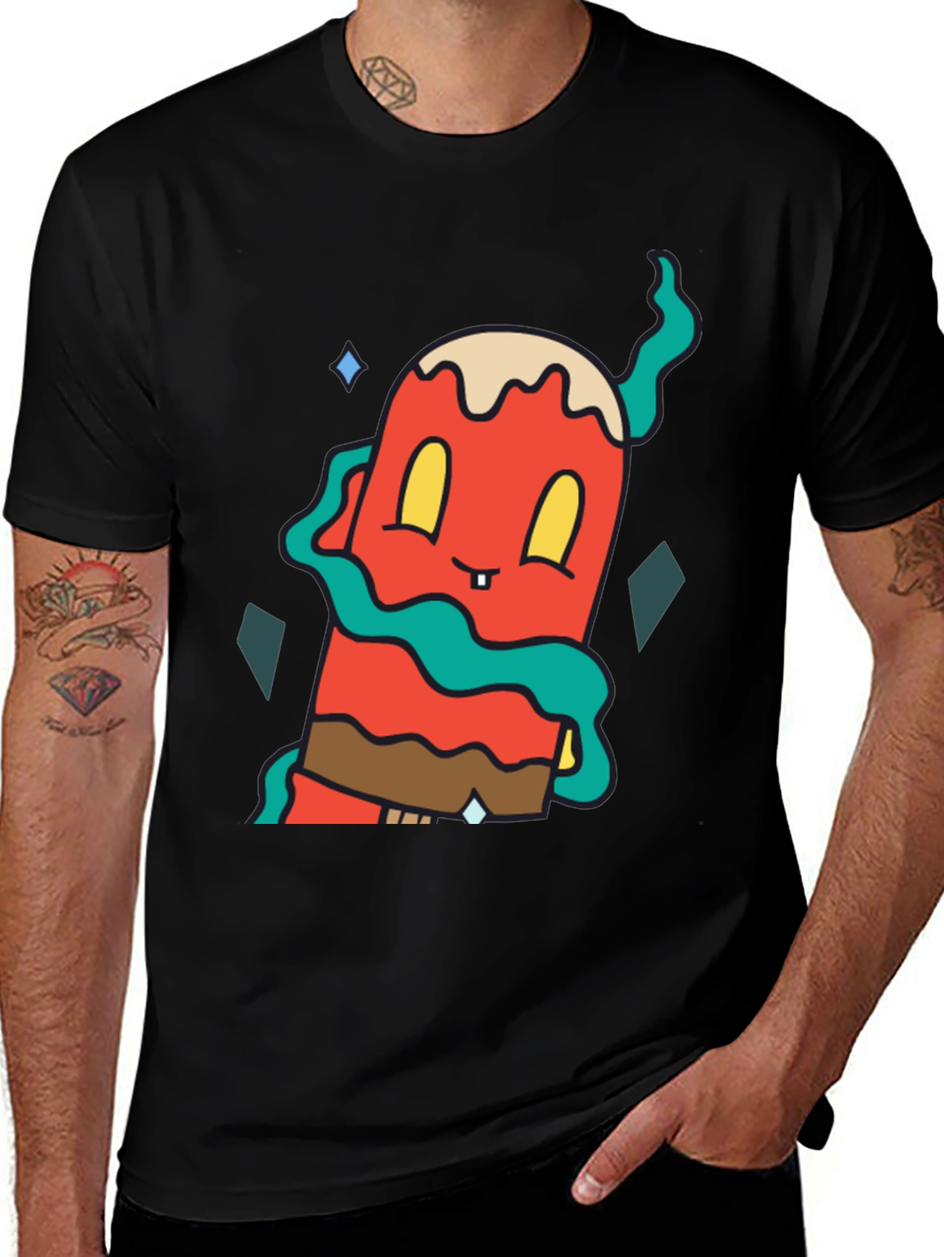 Variant 14 of Funky Cartoon Character Black T-Shirt
