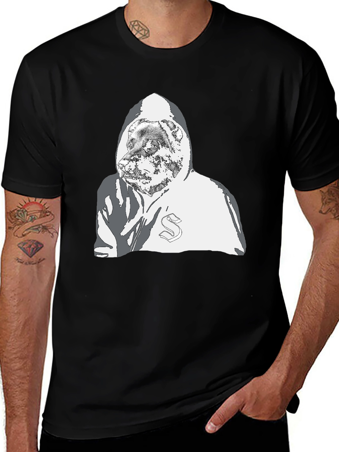 Variant 3 of Hoodie Wearing Dog Graphic T-Shirt