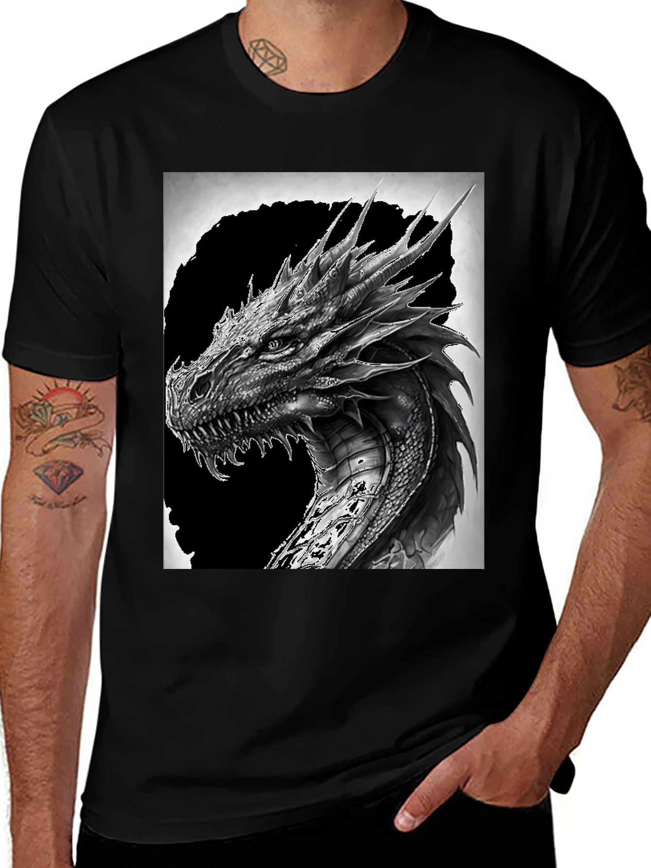 Variant 12 of Dragon Graphic T-Shirt - Black
