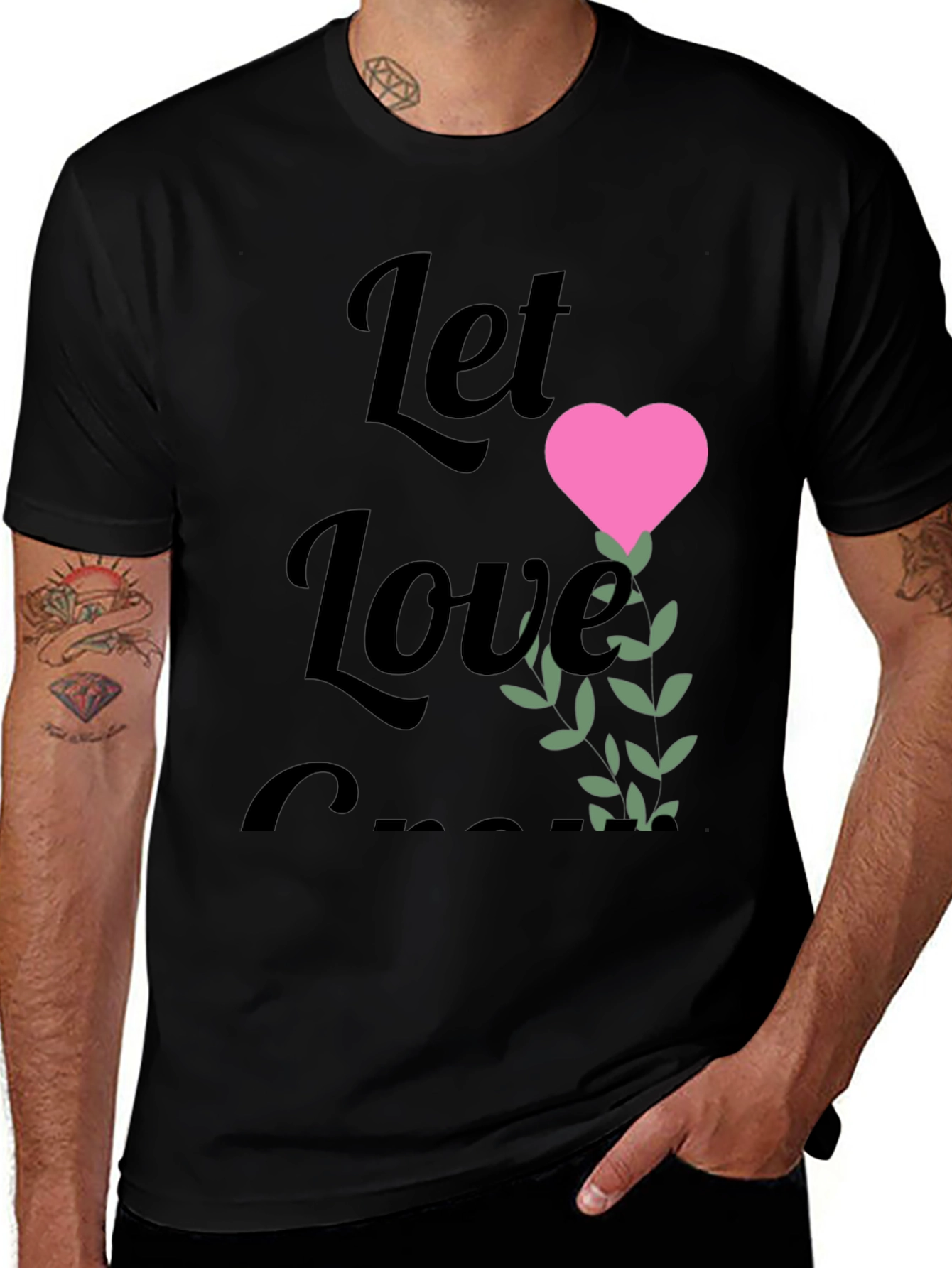 Variant 8 of Let Love Grow Graphic Tee - Black