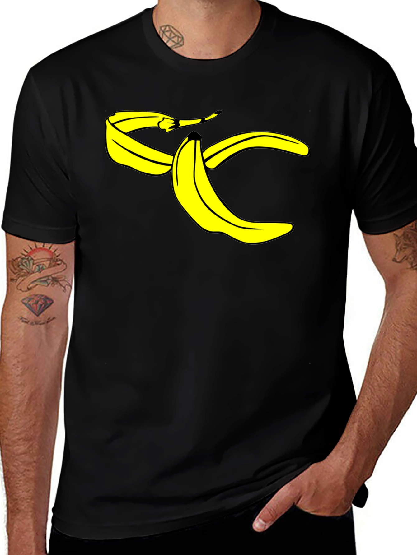 Variant 15 of Banana Peel Graphic Tee - Black Cotton T-Shirt