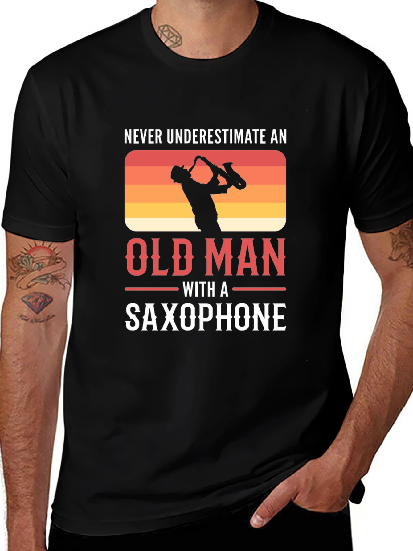 Variant 4 of Old Man Saxophone T-Shirt - Musician Gift