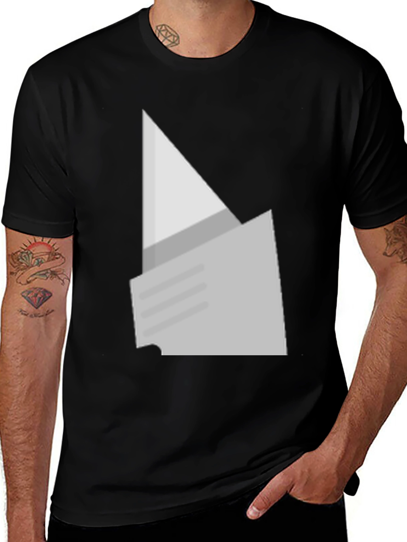 Variant 7 of Geometric Graphic Print Black Tee
