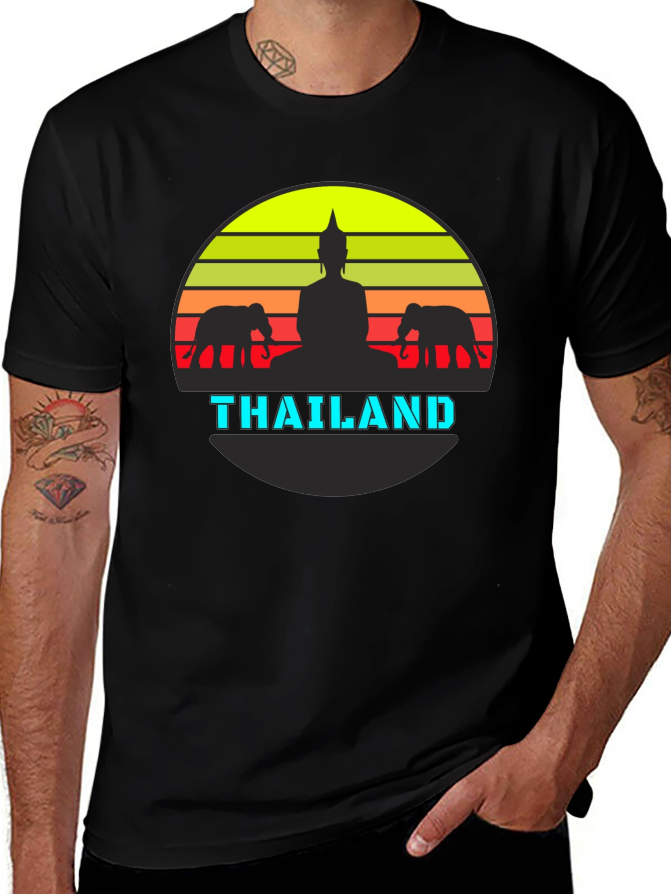 Thailand Graphic Tee - Buddha & Elephant Design