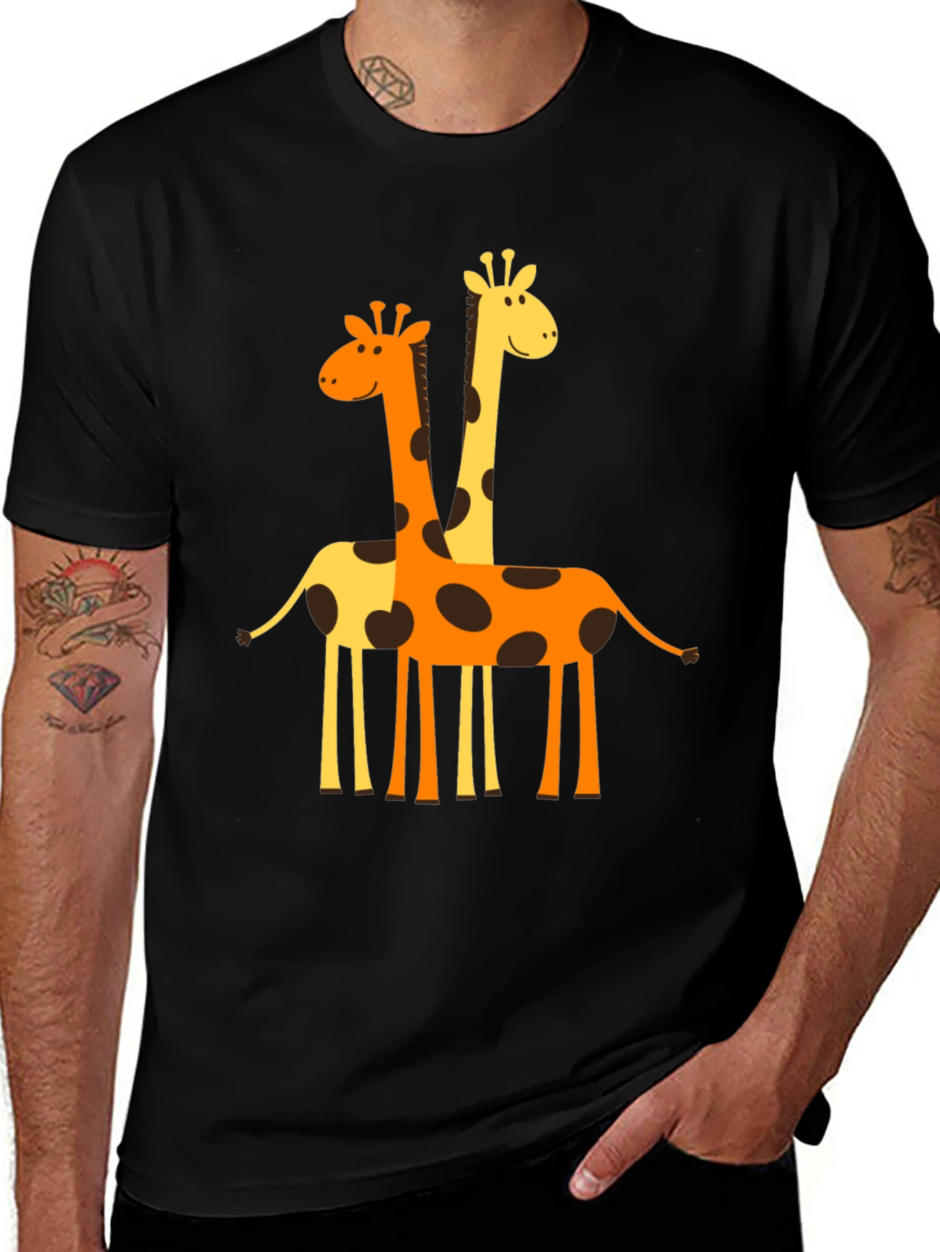 Variant 3 of Giraffe Graphic Tee -  Men's Black T-Shirt