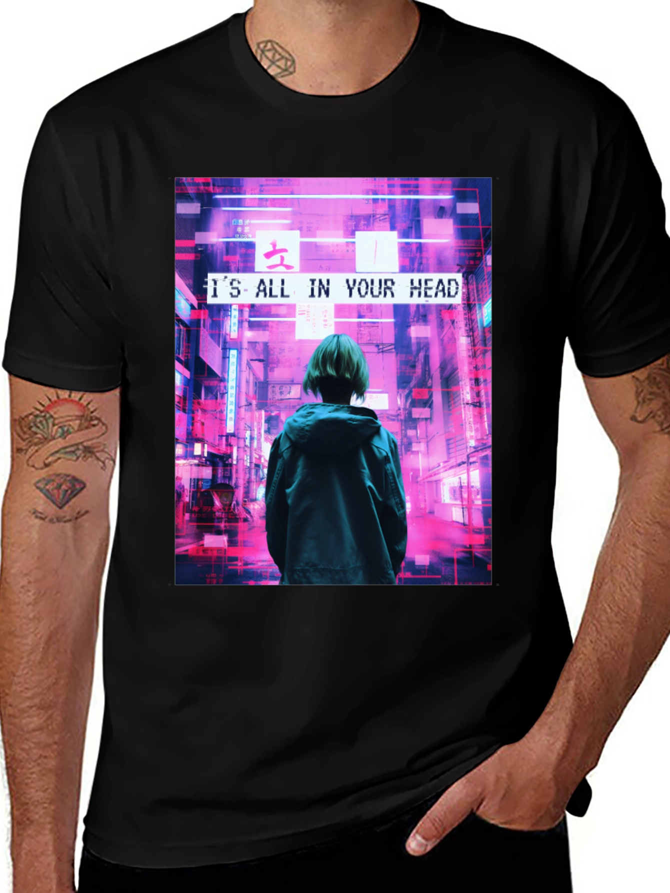 Variant 12 of Cyberpunk City T-Shirt - "It's All in Your Head" Graphic Tee