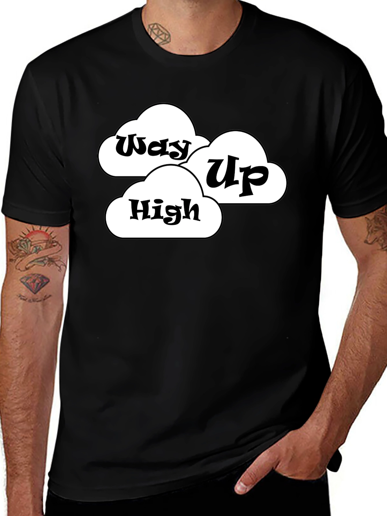 Variant 23 of Way Up High Cloud T-Shirt - Black Graphic Tee