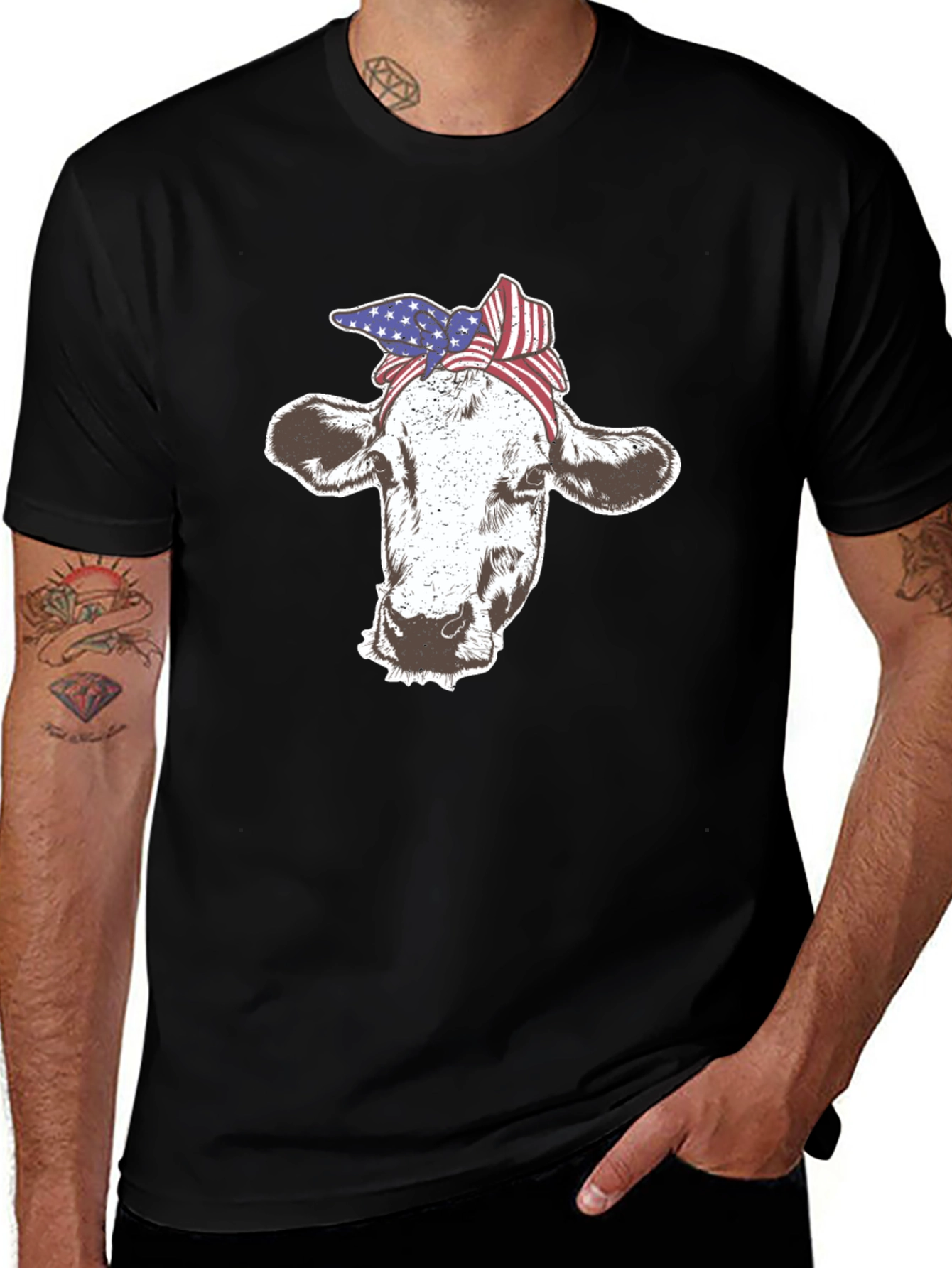 Variant 11 of Cow USA Flag Bandana T-Shirt