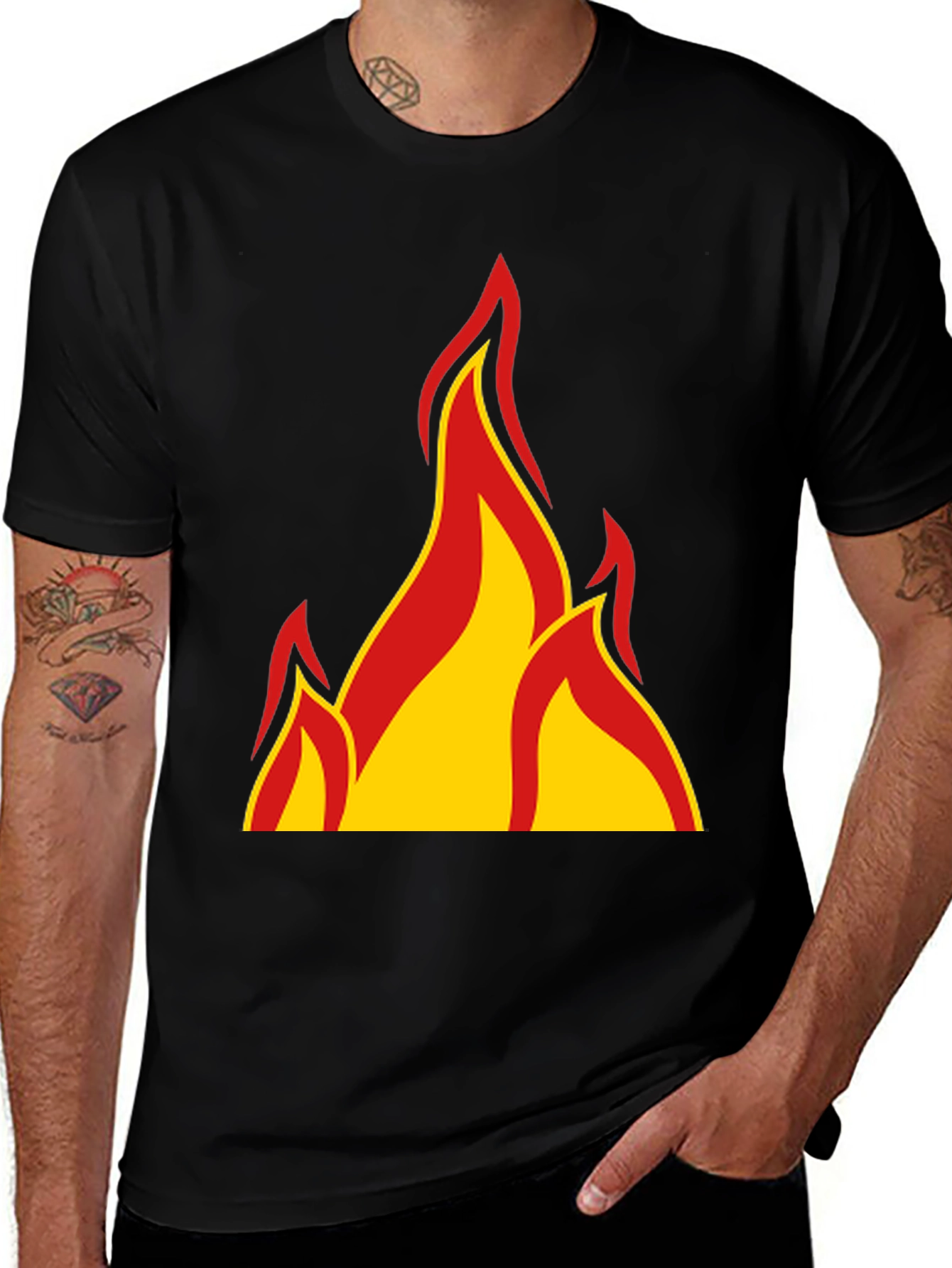 Variant 13 of Fiery Flames Graphic T-Shirt - Bold Black Tee