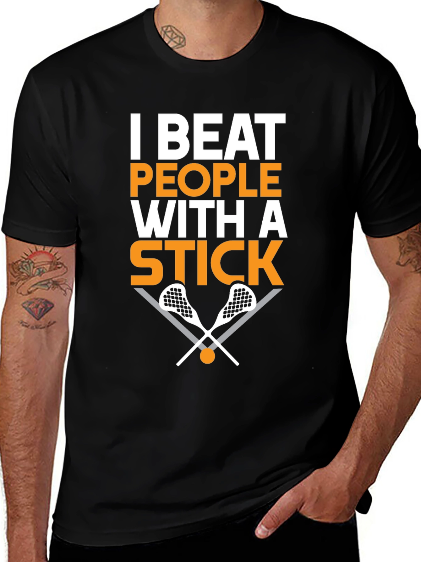 I Beat People with a Stick Lacrosse T-Shirt