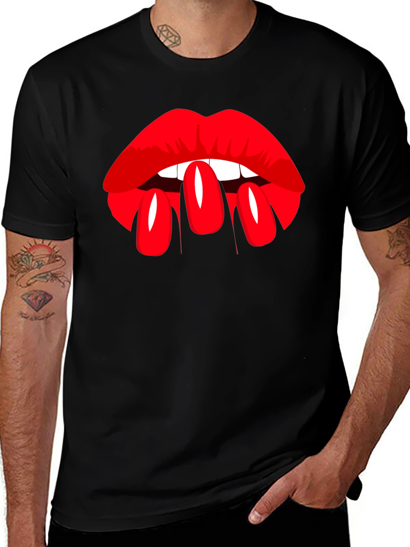 Variant 29 of Lip Service Graphic Tee - Bold Black T-Shirt