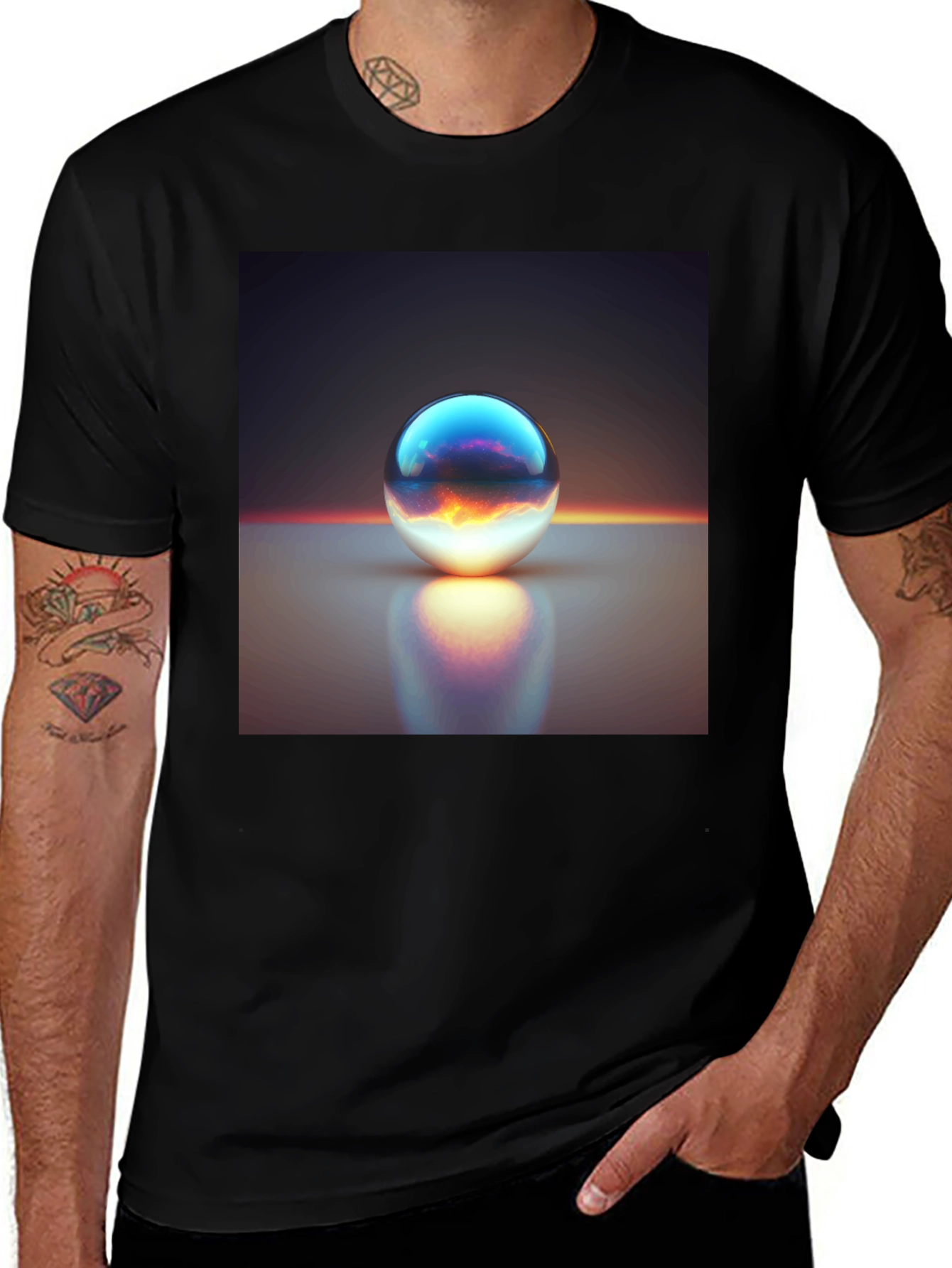 Black Mystic Orb Graphic Tee - Black Cotton Comfort main image