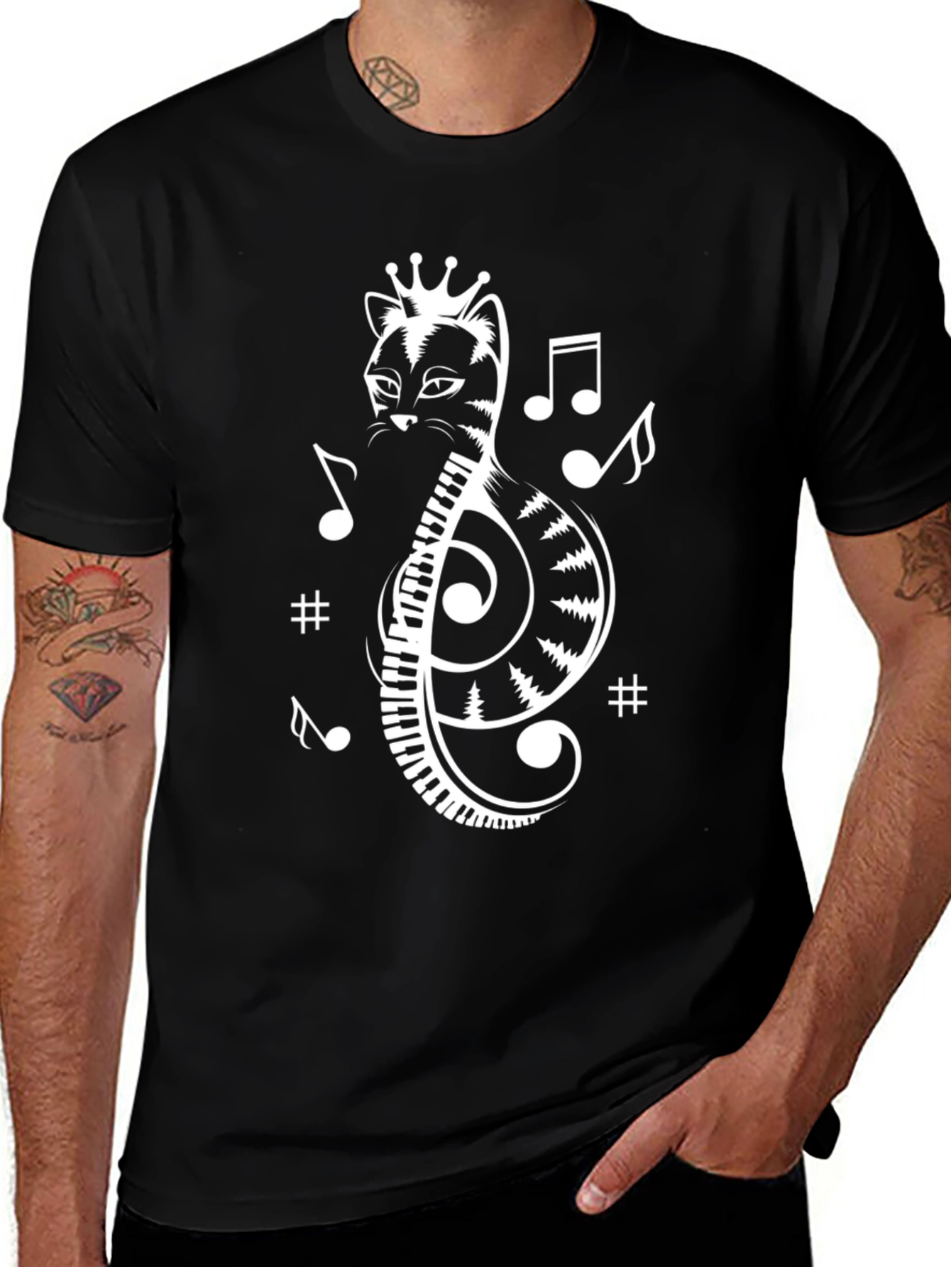 Variant 13 of Musical Cat T-Shirt - Treble Clef Cat Tee
