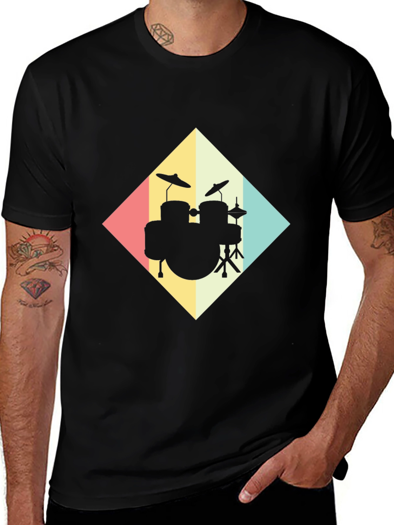 Variant 29 of Retro Drum Set Graphic Tee - Music Lover T-Shirt