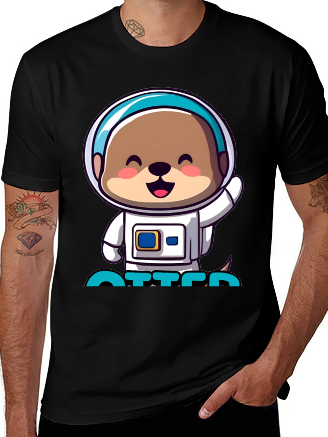Variant 4 of Astronaut Otter T-Shirt - Cute Space Tee