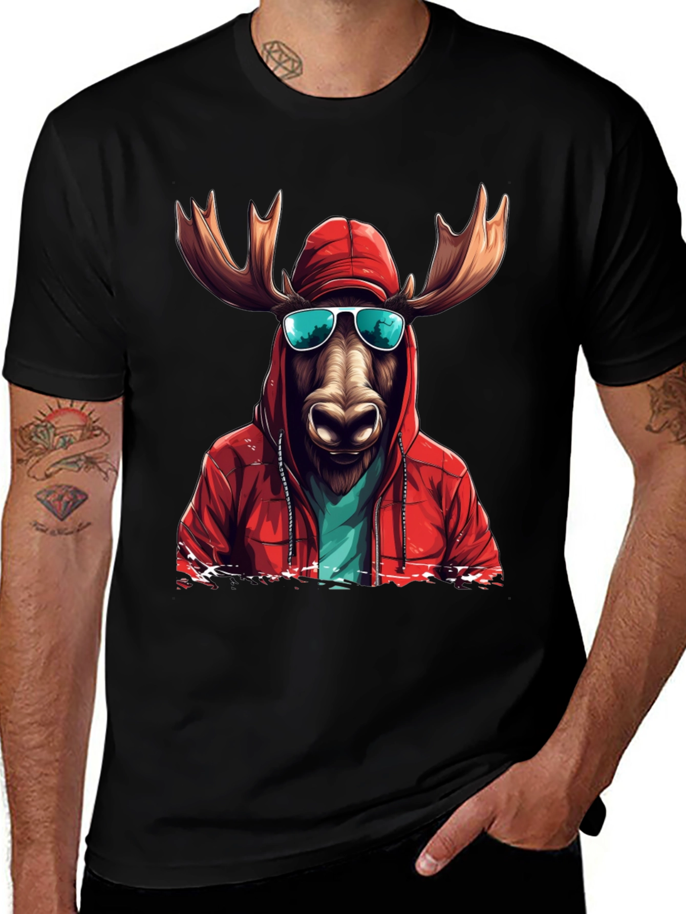 Variant 23 of Cool Moose Graphic Tee - Black Cotton Blend