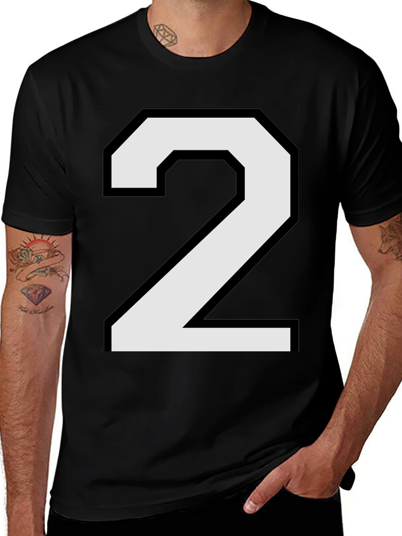 Number 2 Graphic T-Shirt - Black