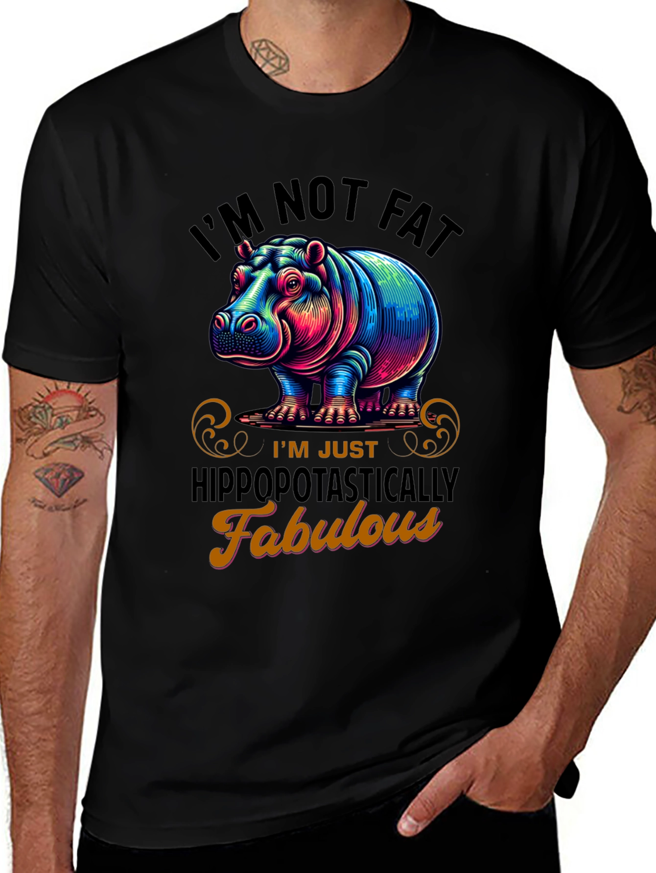 Variant 20 of Hippo Fabulous Graphic Tee - Trendy Unisex T-Shirt