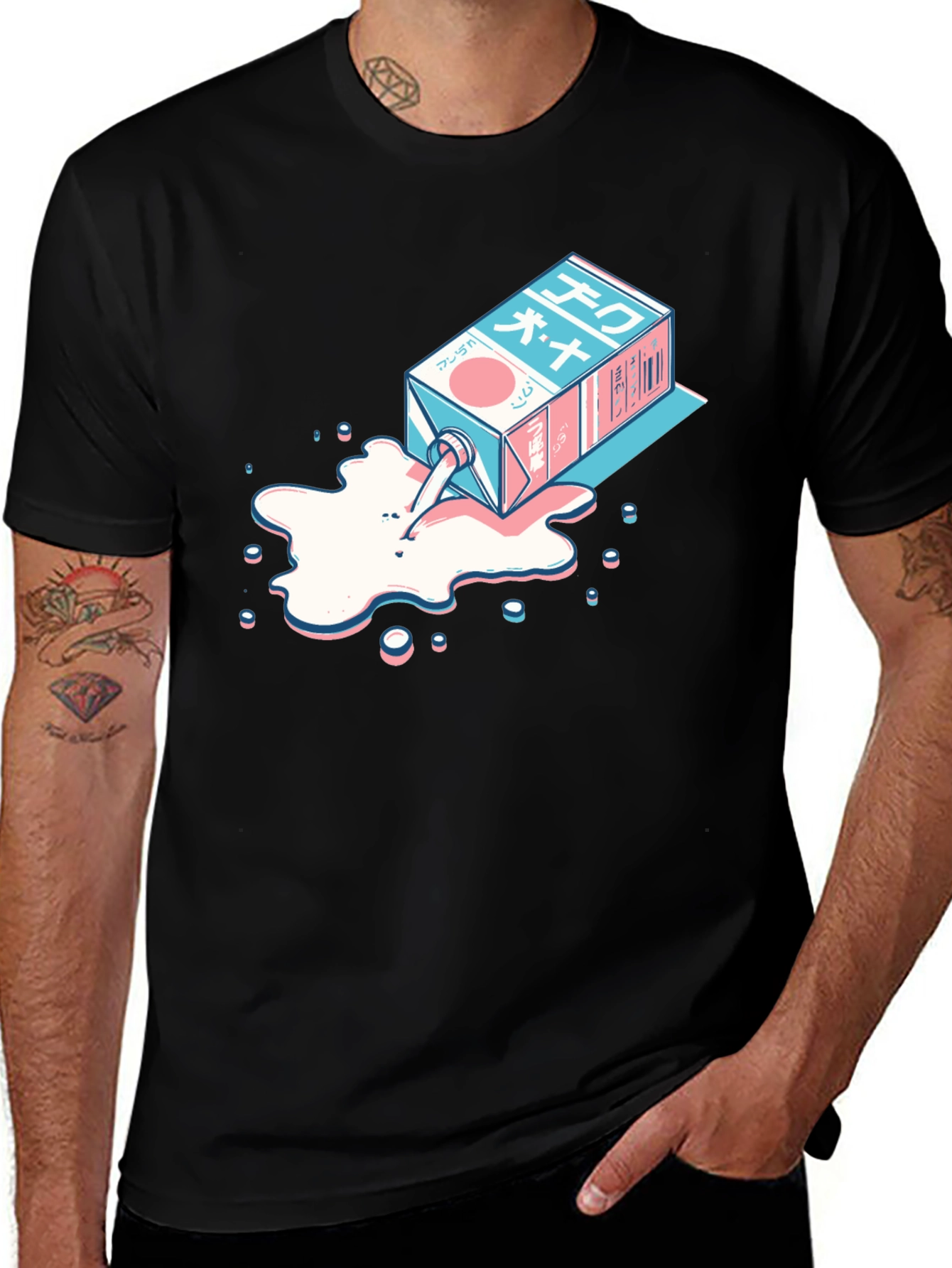 Variant 14 of Anime Milk Carton Spill Graphic Tee - Cool Streetwear