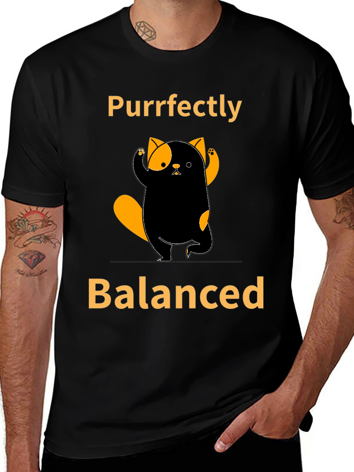 Variant 28 of Purrfectly Balanced Cat T-Shirt