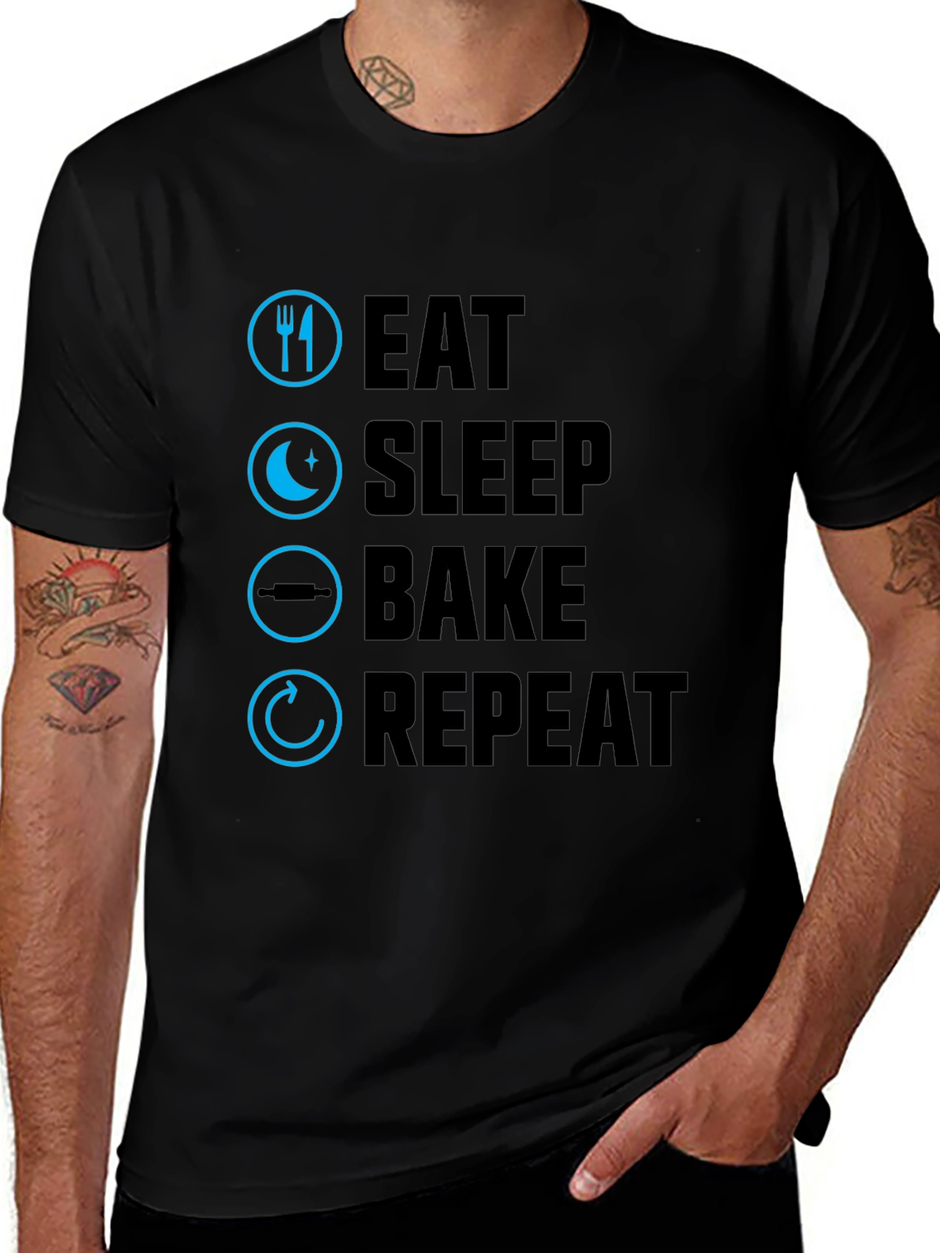 Variant 24 of Eat Sleep Bake Repeat Graphic Tee