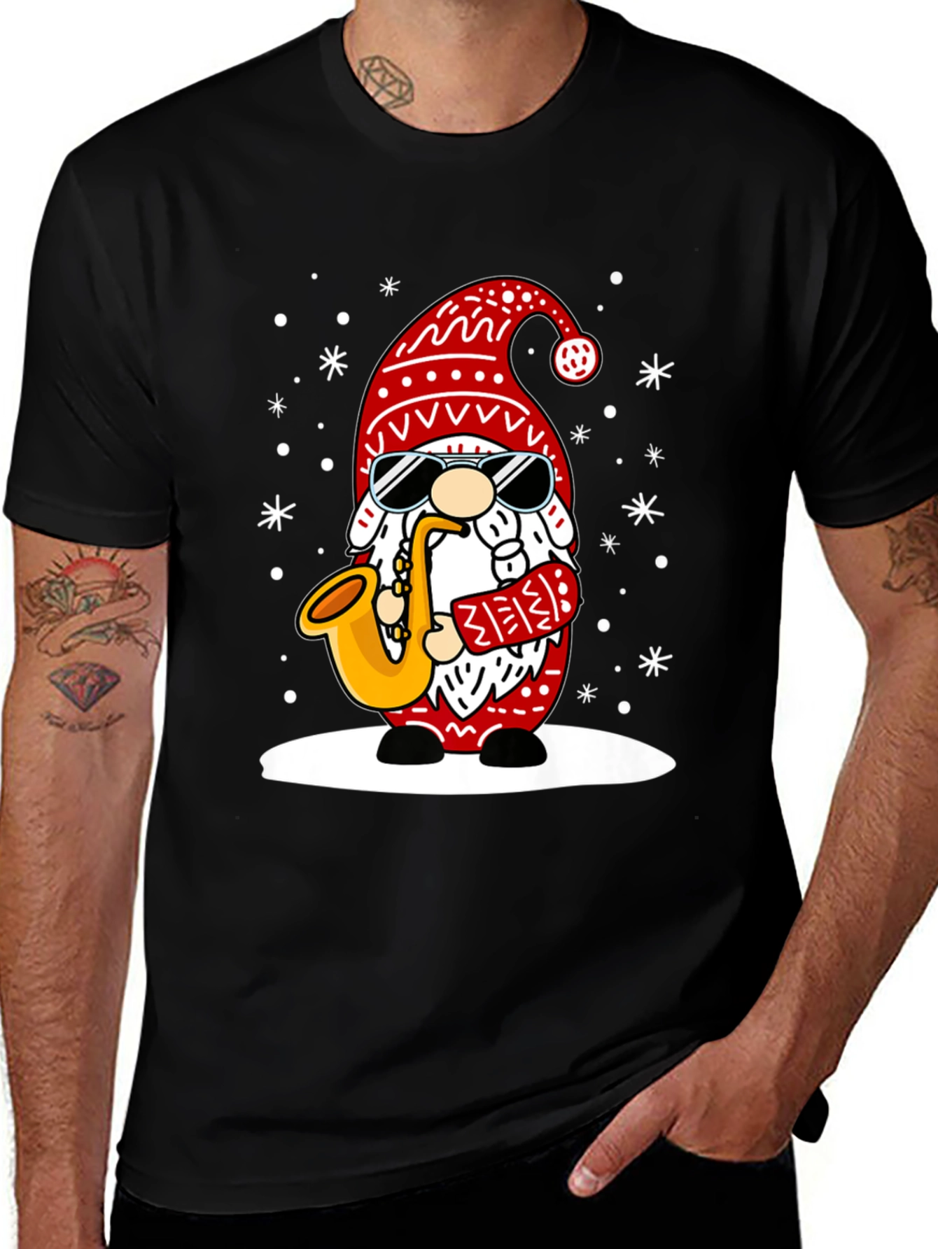Variant 23 of Festive Gnome Saxophone T-Shirt