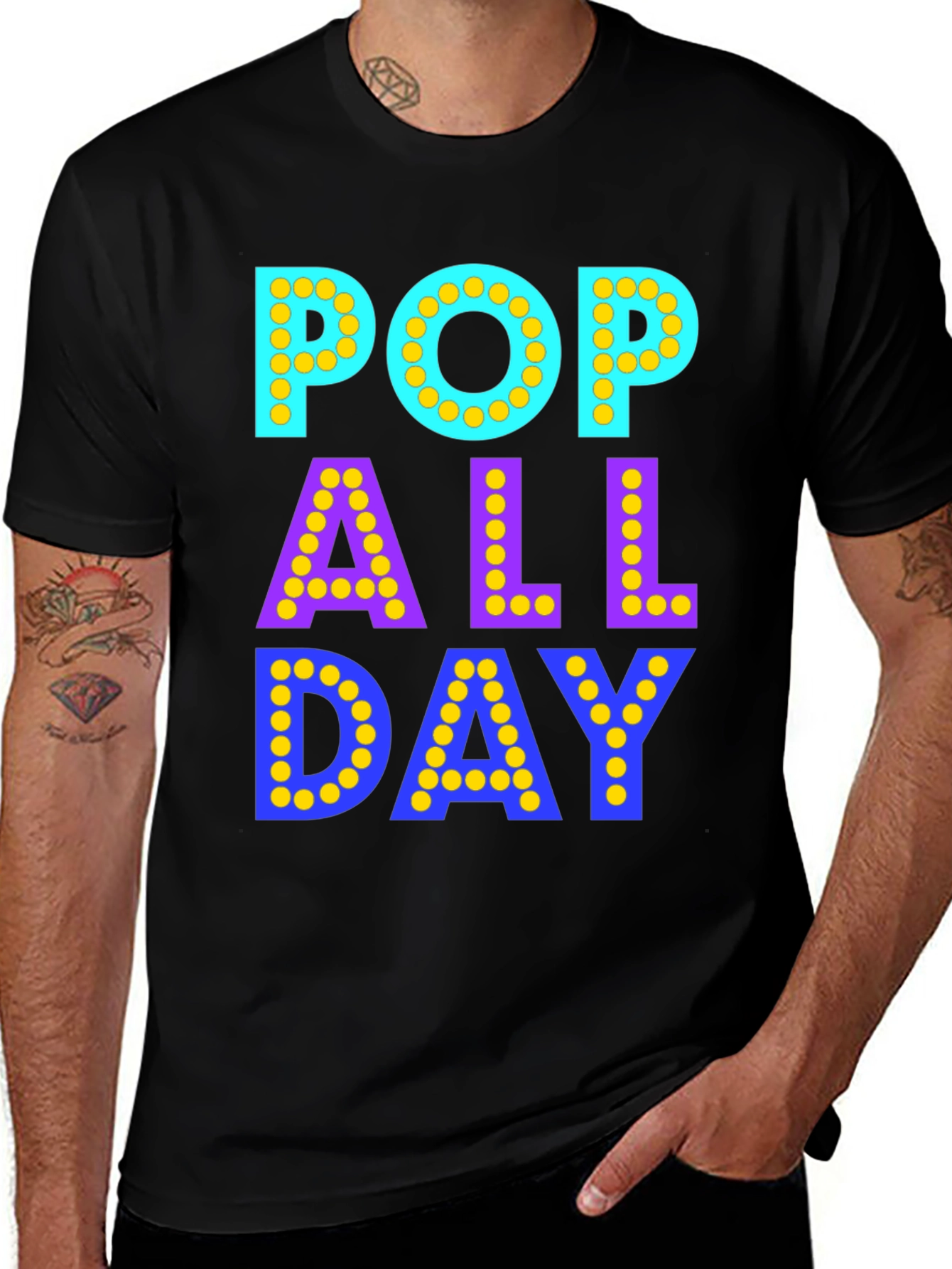 Variant 19 of Pop All Day Graphic T-Shirt - Novelty Print Tee