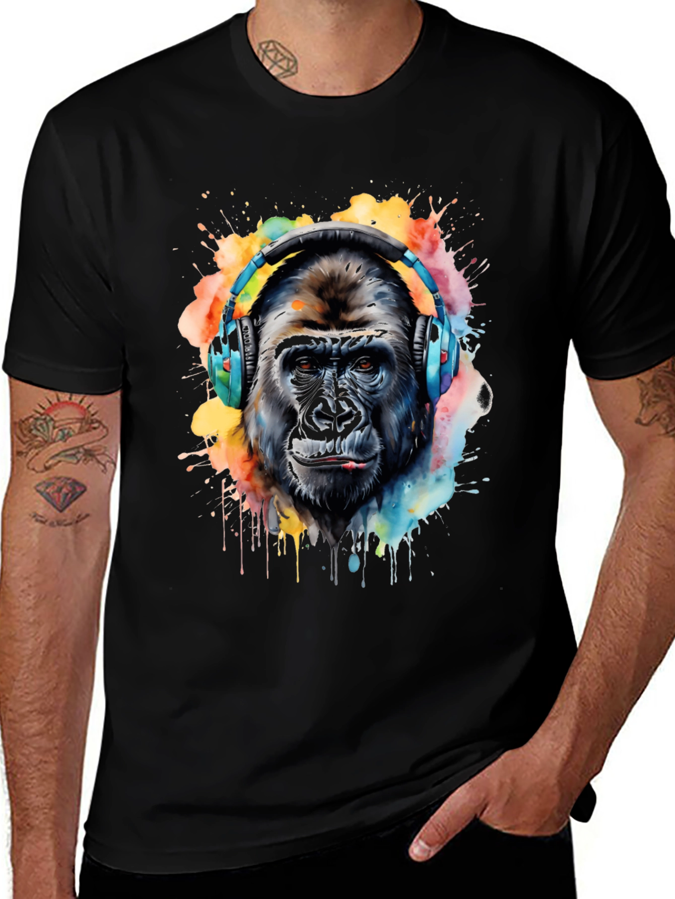 Variant 12 of Gorilla Headphone Graphic Tee - Music Lover T-Shirt