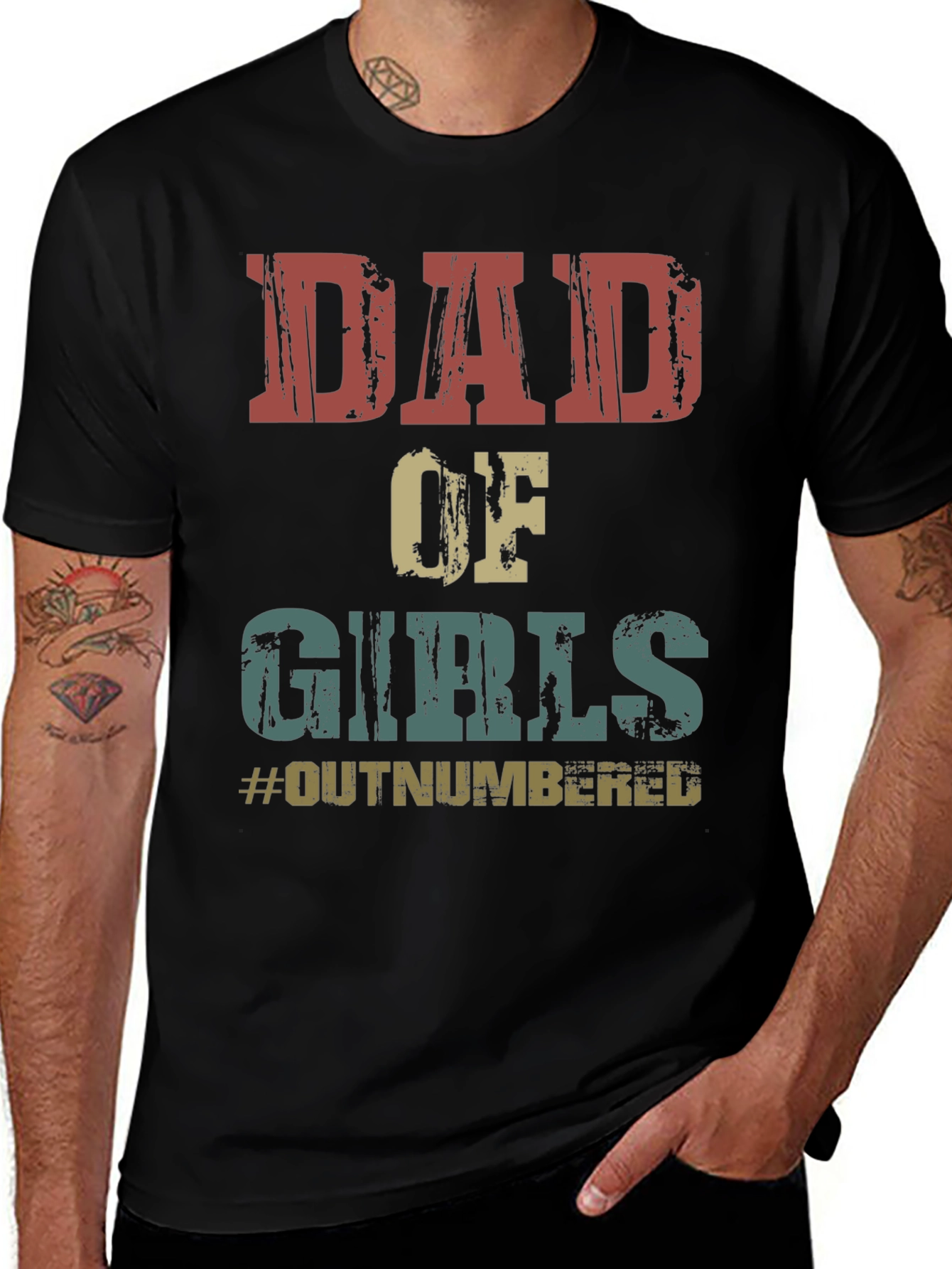 Variant 7 of Dad of Girls Graphic Tee - #Outnumbered T-Shirt
