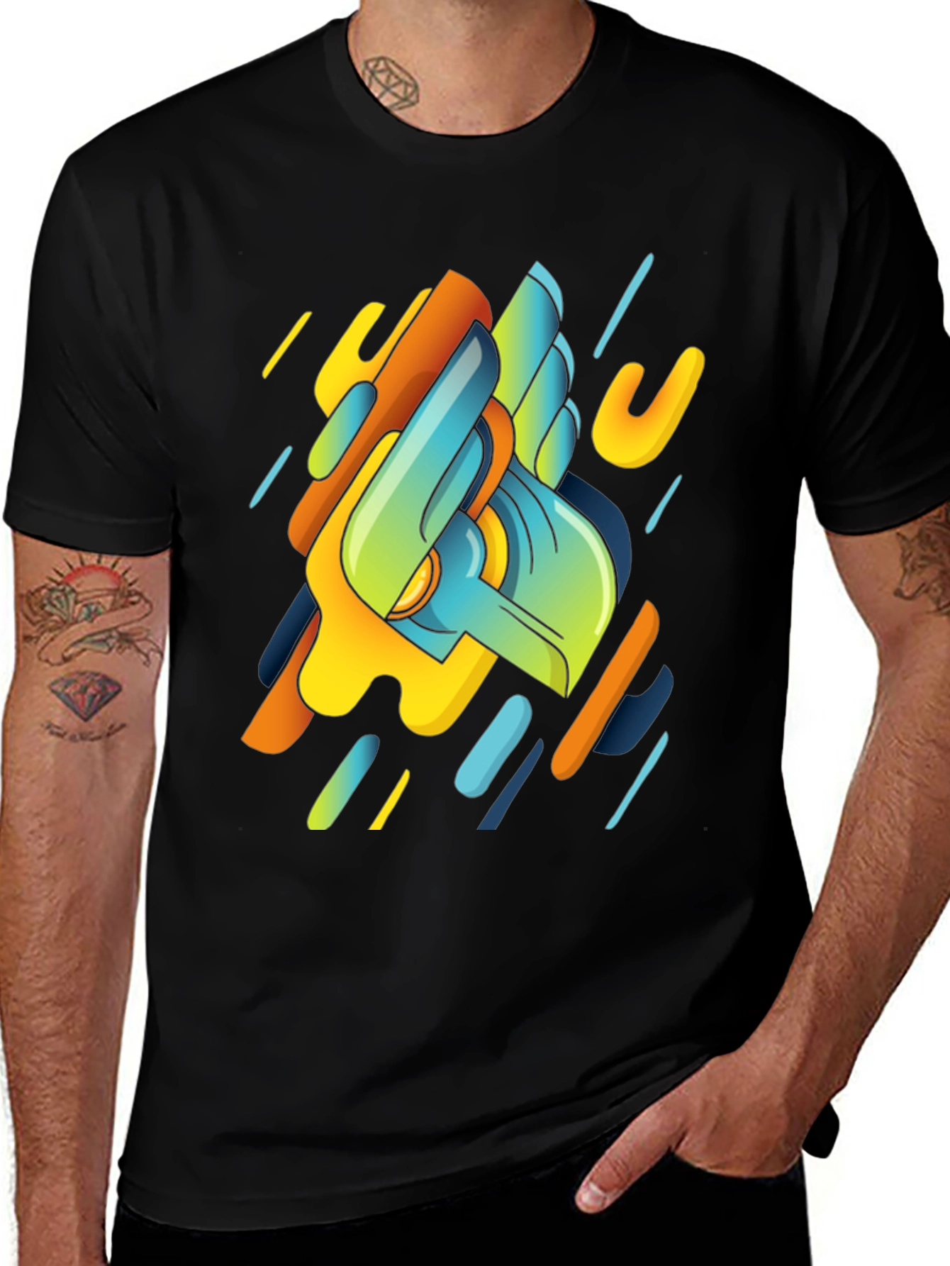 Abstract Graphic Black T-Shirt