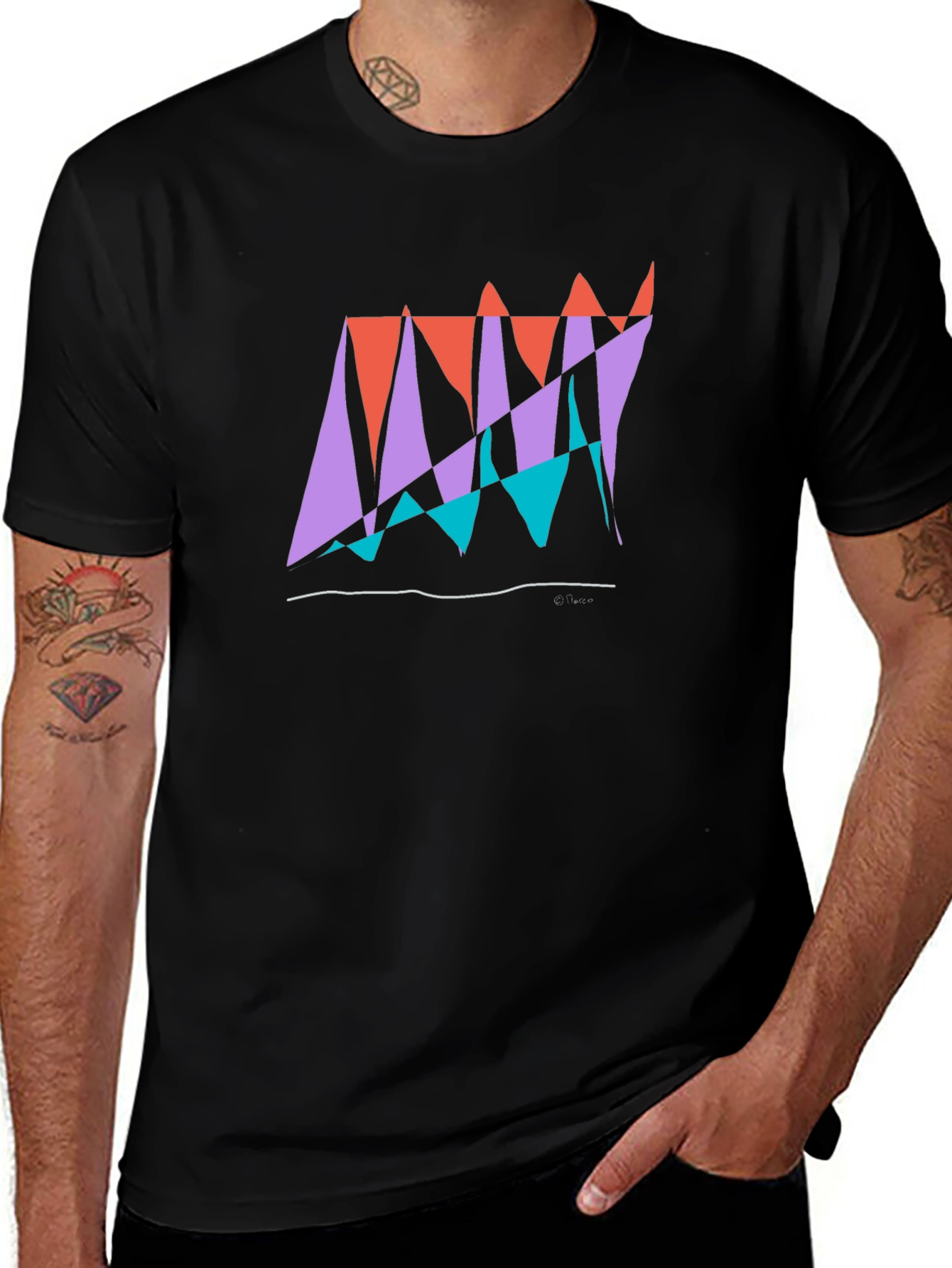 Variant 28 of Abstract Graphic Tee - Modern Art Inspired Black T-Shirt
