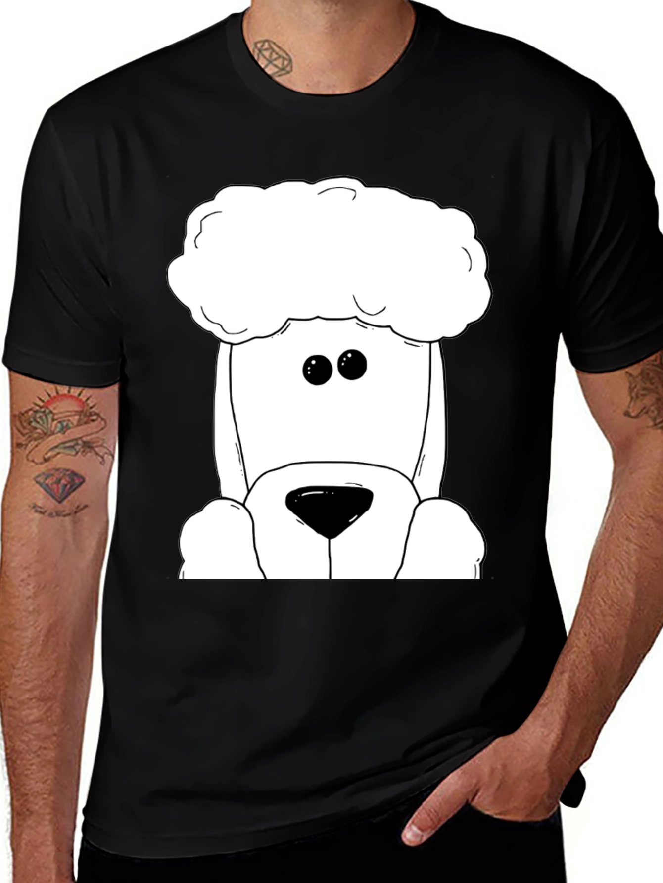 Variant 26 of Cartoon Dog Graphic Black T-Shirt