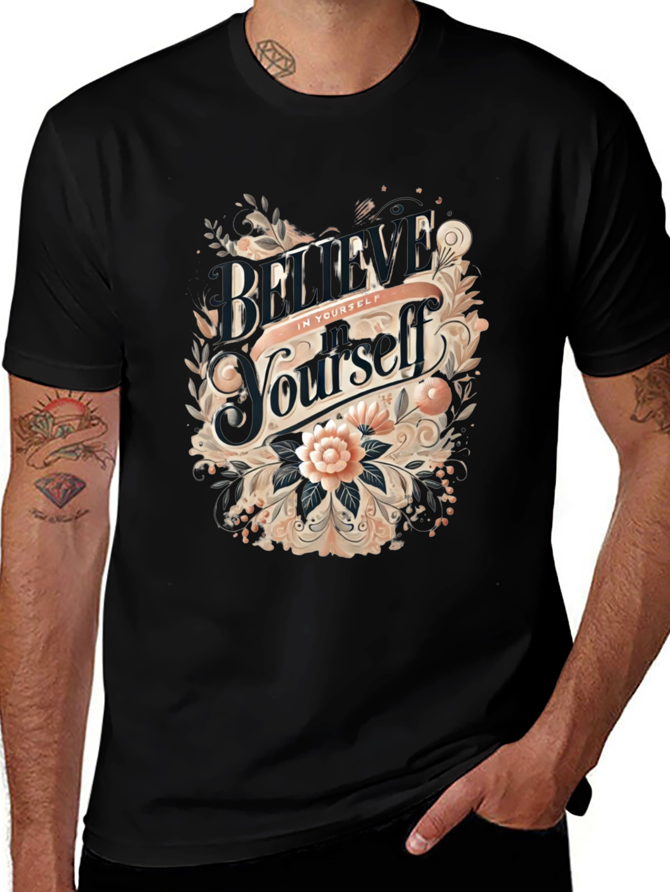 Variant 16 of Believe in Yourself Graphic Tee - Black