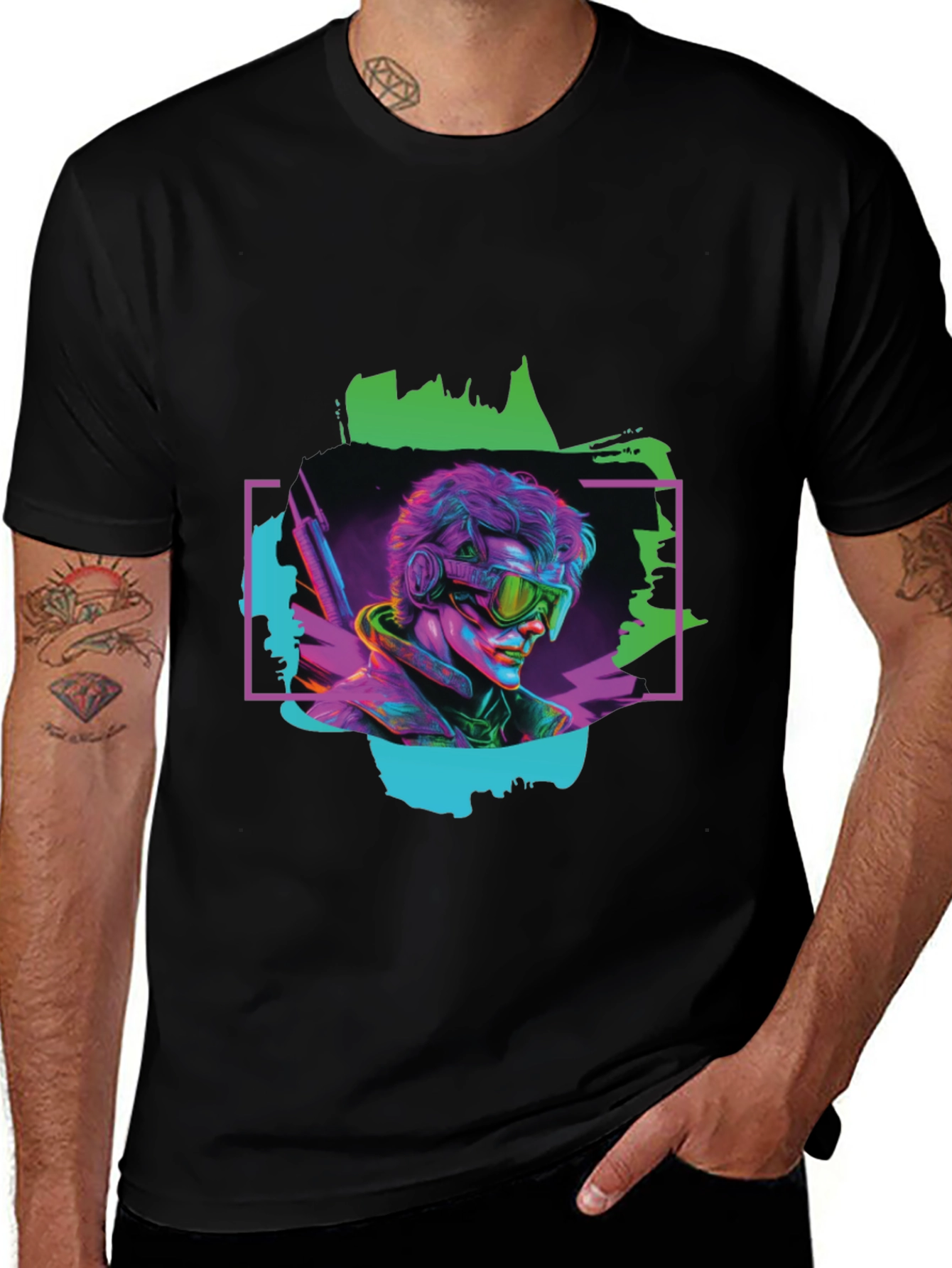 Variant 29 of Cyberpunk Neon Graphic Tee - Retro Futuristic Style