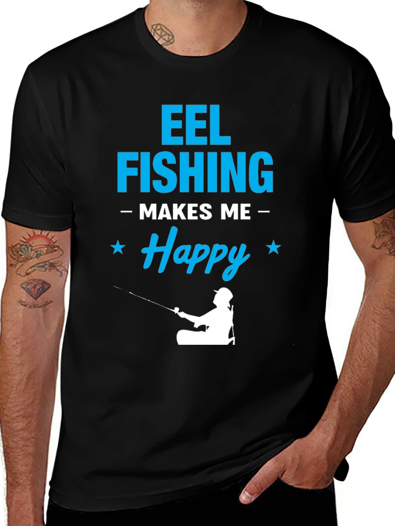 Eel Fishing Makes Me Happy Graphic T-Shirt