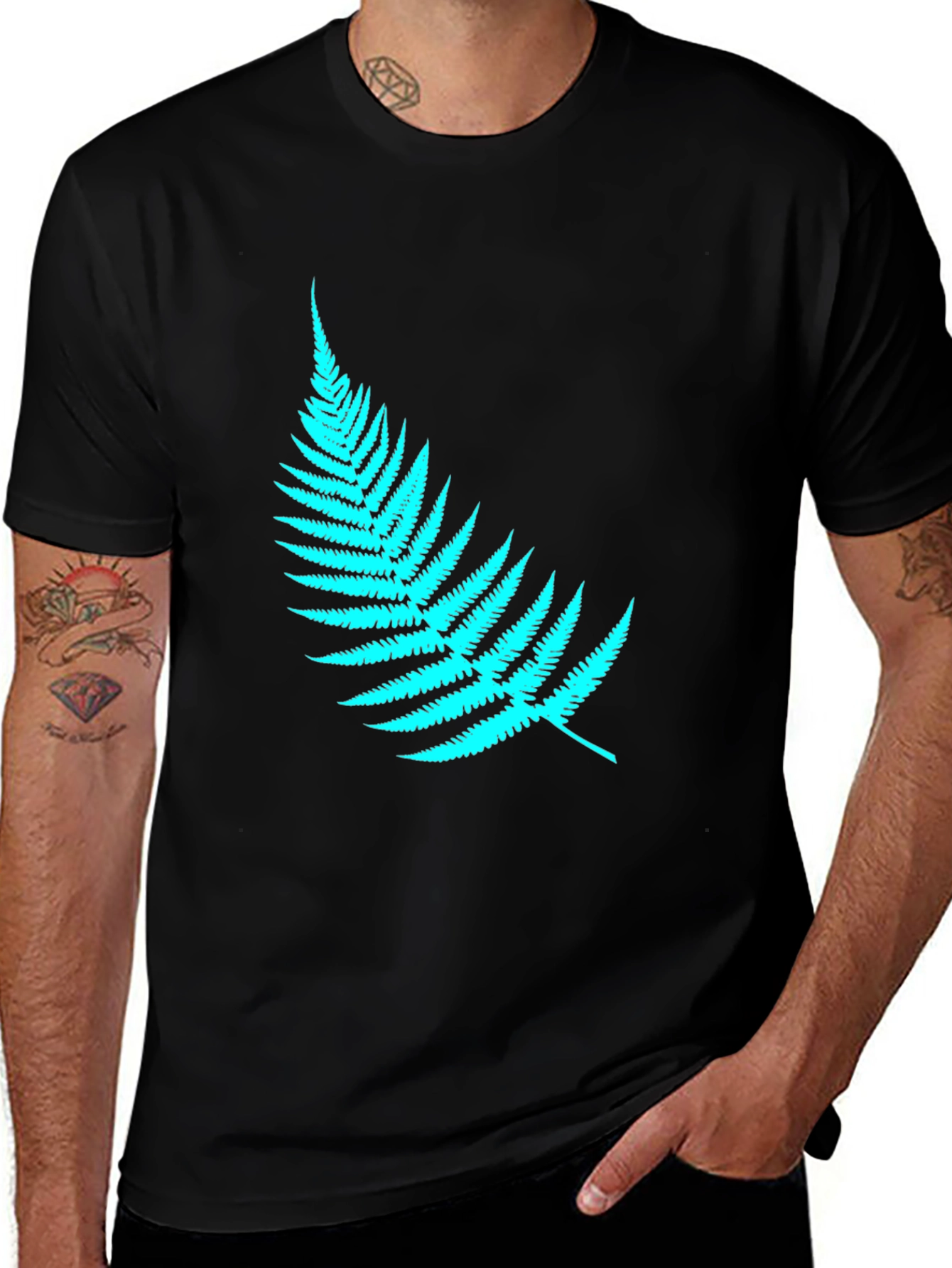 Variant 2 of Fern Graphic Black T-Shirt