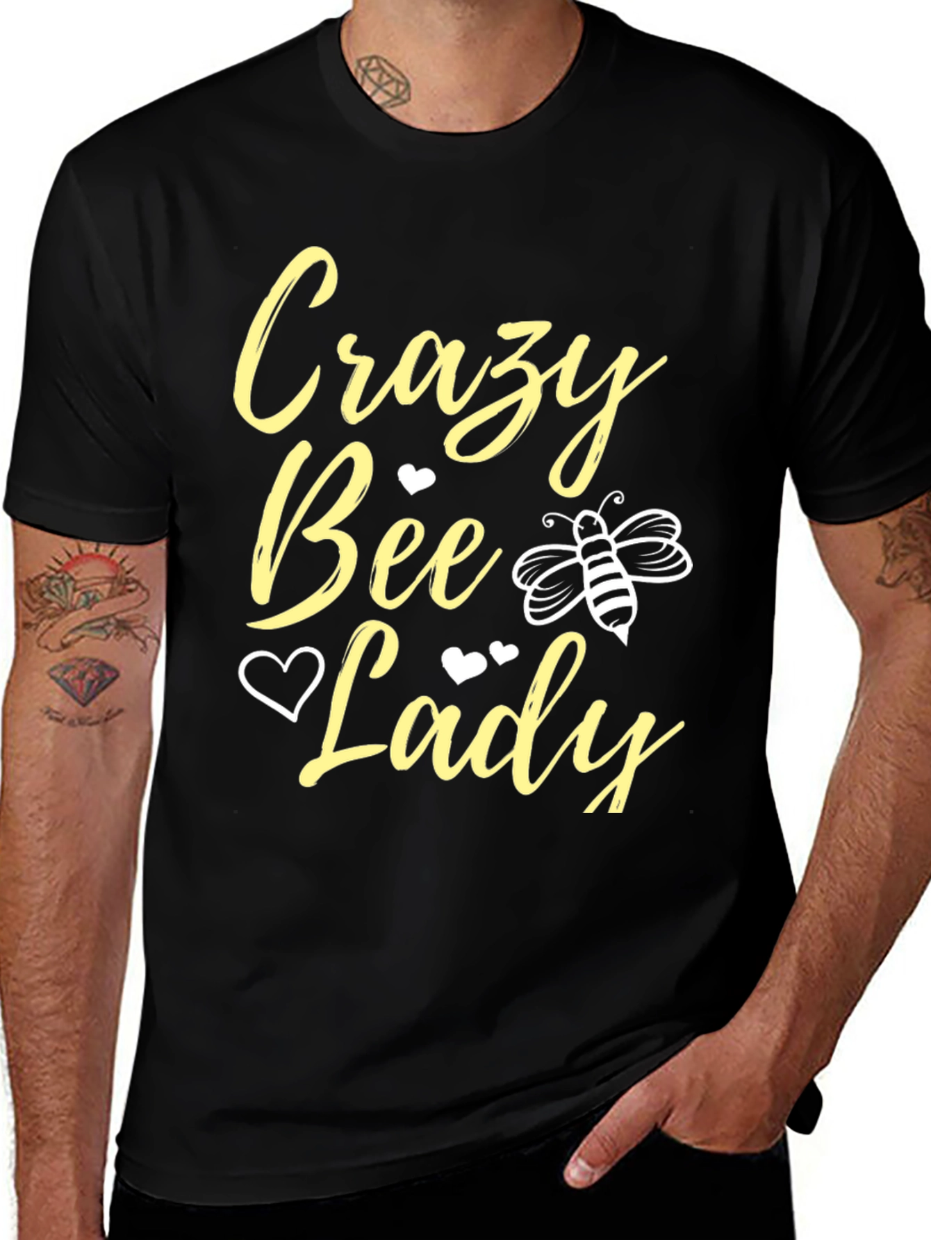 Variant 15 of Crazy Bee Lady T-Shirt - Black